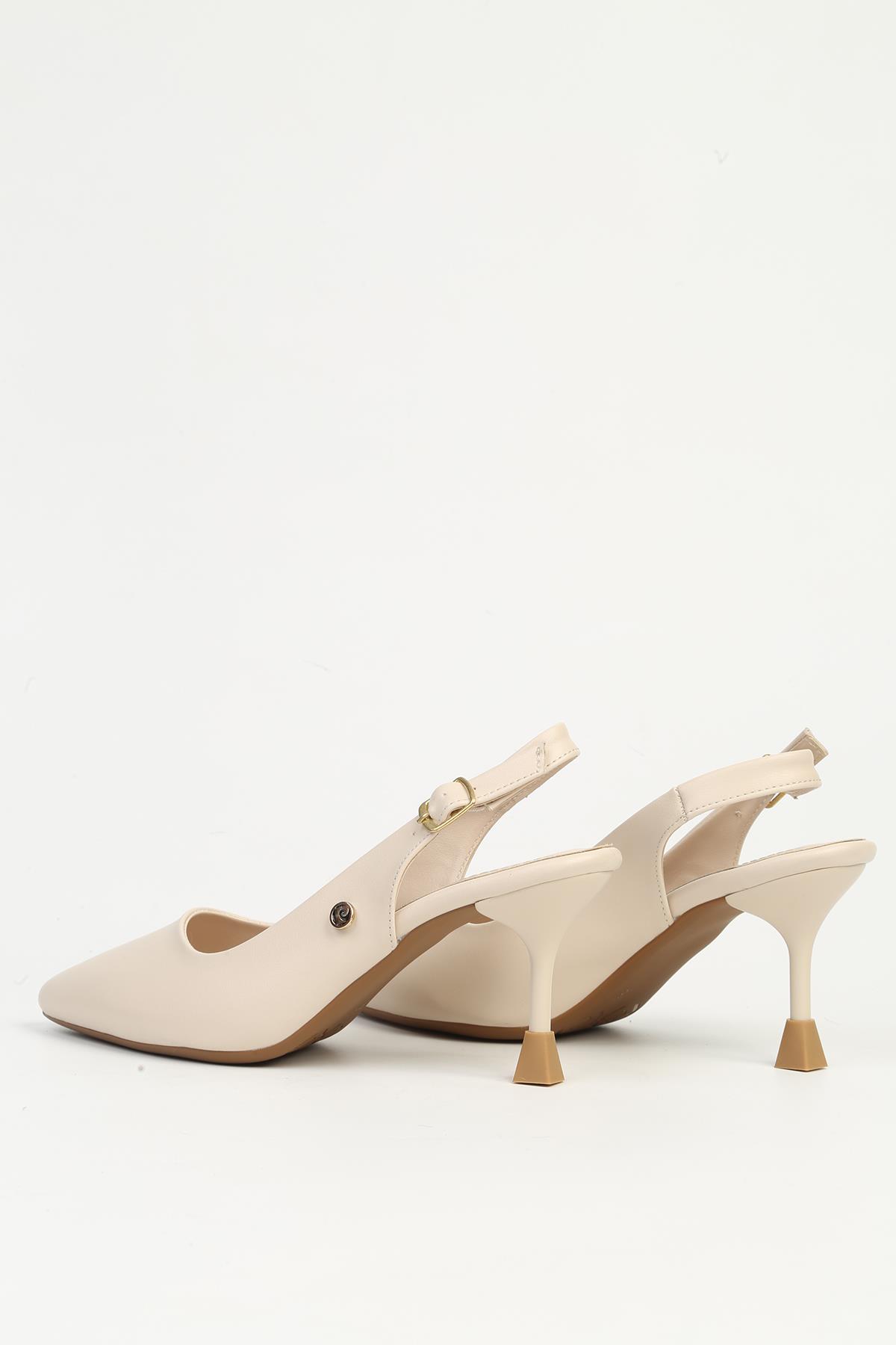 Krem Kadın Topuklu Ayakkabı PC-54731 - Görsel 4