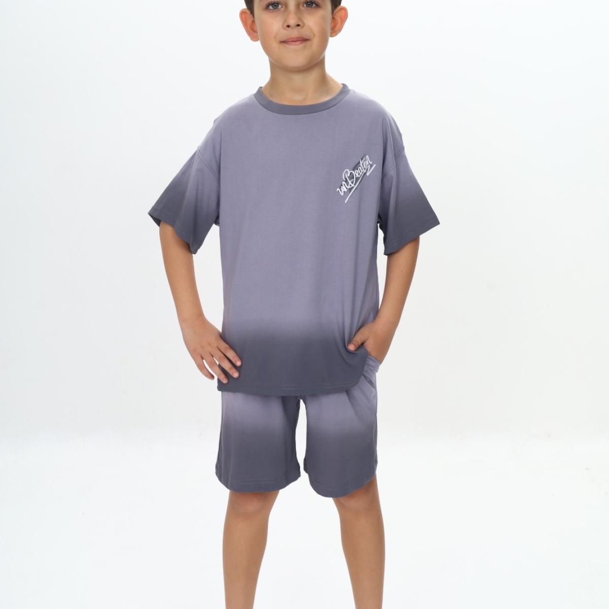 Toontoy KidsToontoy Erkek Çocuk Yıkama Efektli Baskılı Şortlu Takım