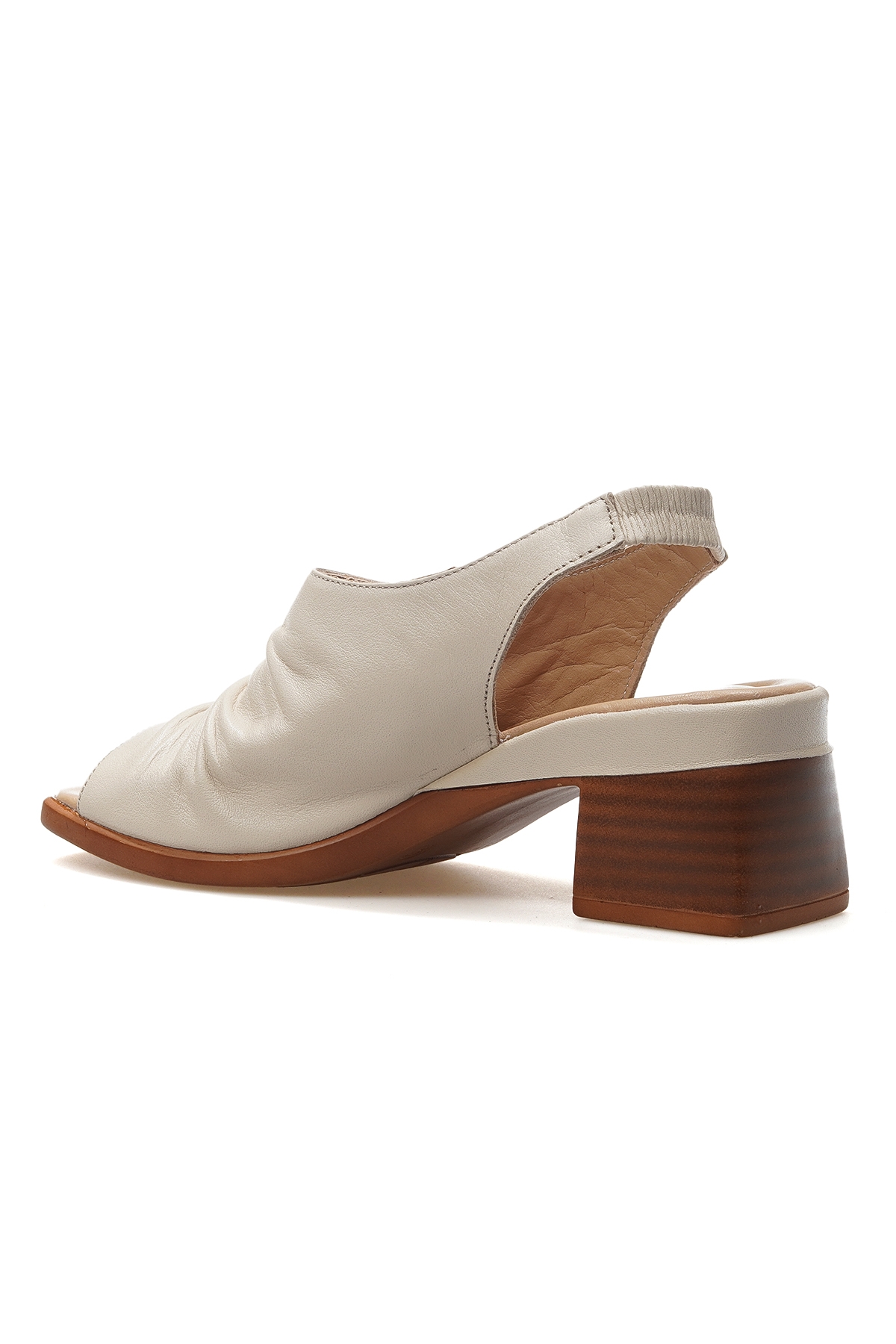Kadın Hakiki Deri Topuklu Günlük Sandalet 25y 2311513y Z Bej - Görsel 4