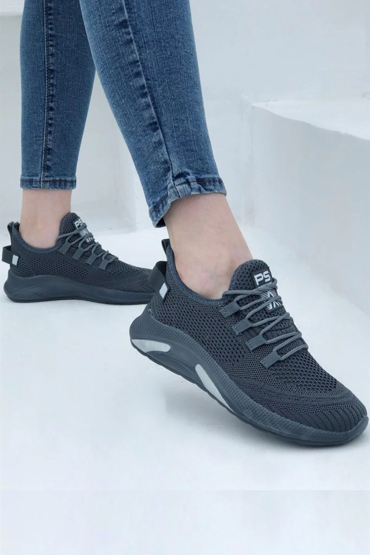 Kadın Sneaker Casual Rahat Bağcıklı Fileli Triko Spor Ayakkabı 1021-101-0014 - Görsel 2