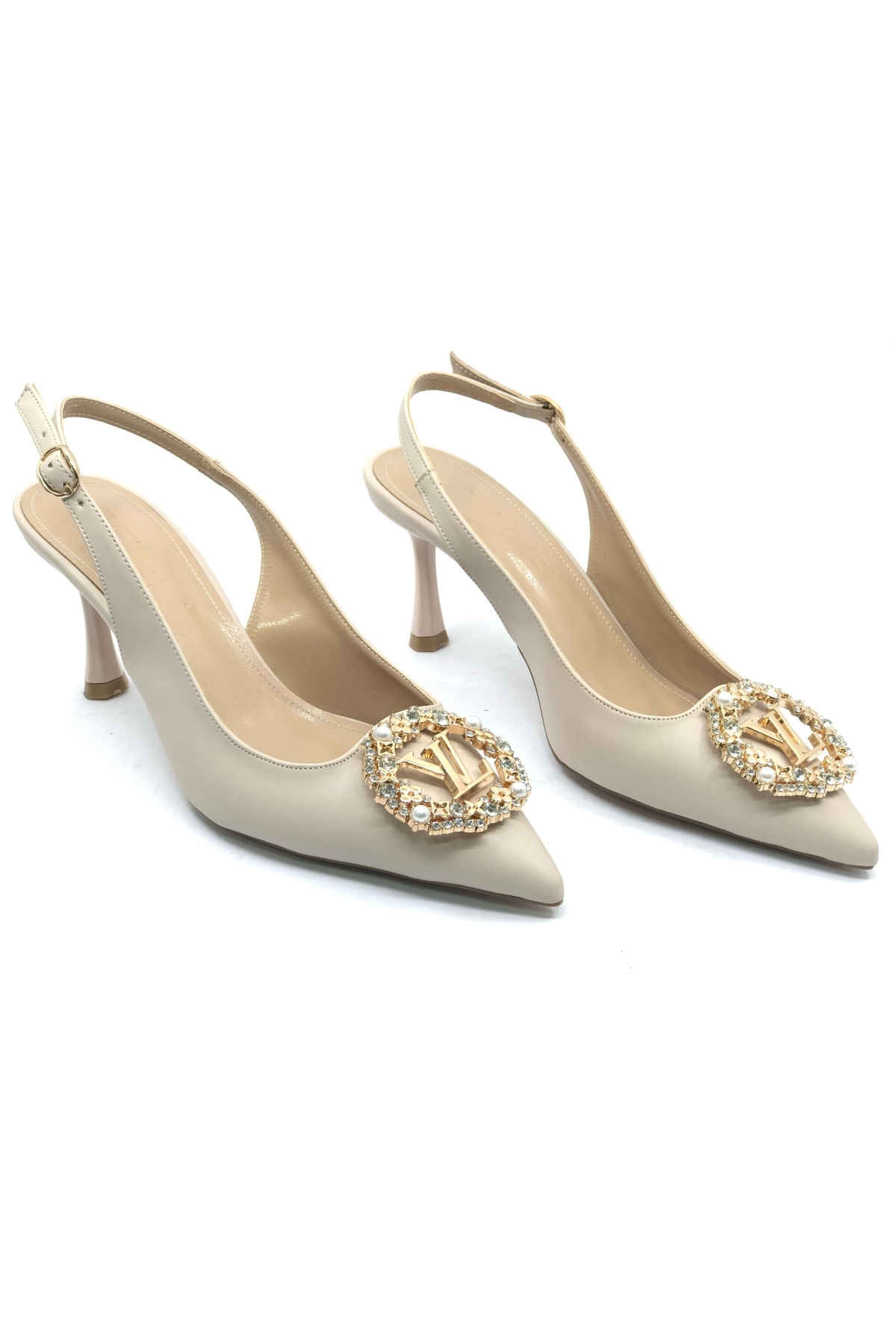 Taşlı Toka Detaylı Arkası Açık Stiletto Kadın Topuklu Ayakkabı - Görsel 3