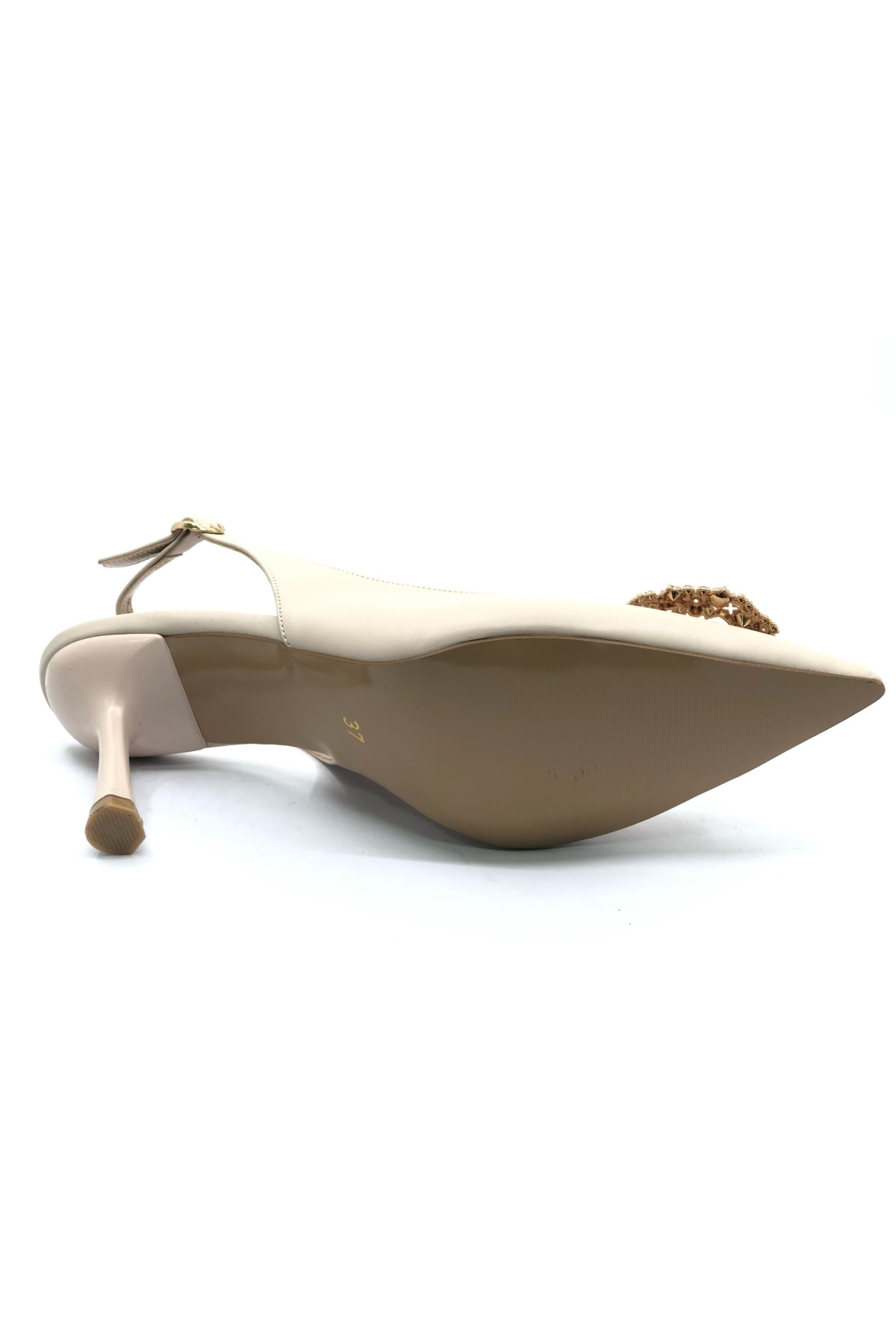 Taşlı Toka Detaylı Arkası Açık Stiletto Kadın Topuklu Ayakkabı - Görsel 8