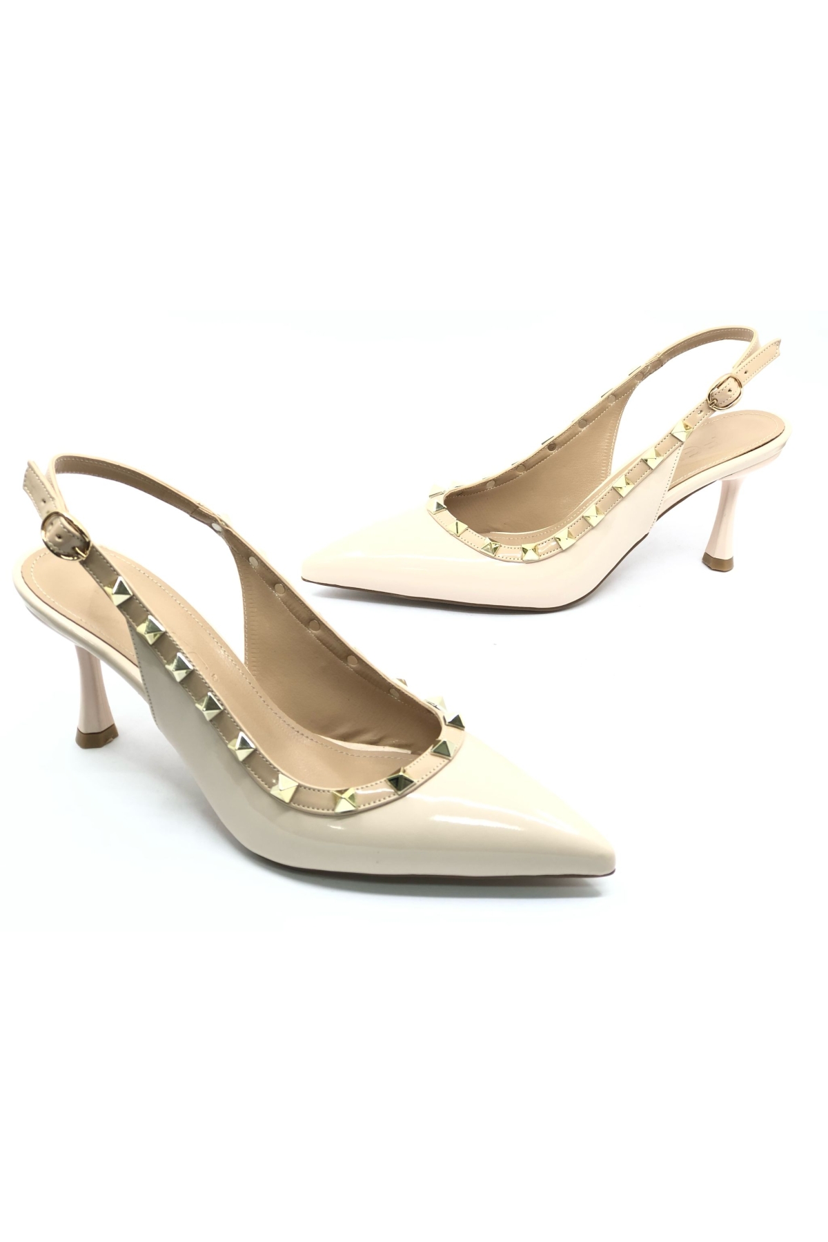 Zımba Şerit Detaylı Arkası Açık Stiletto Kadın Topuklu Ayakkabı - Görsel 3