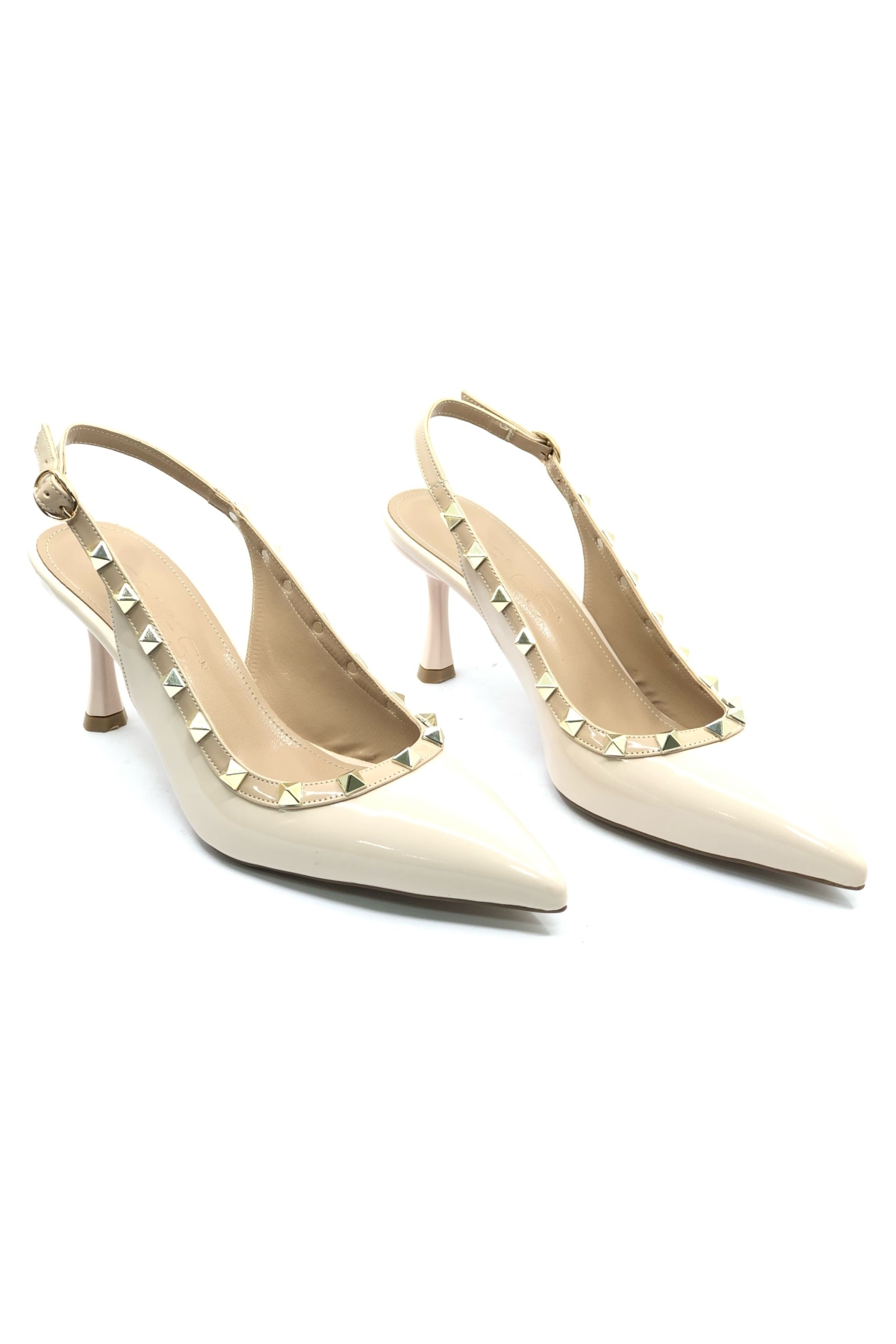 Zımba Şerit Detaylı Arkası Açık Stiletto Kadın Topuklu Ayakkabı - Görsel 4