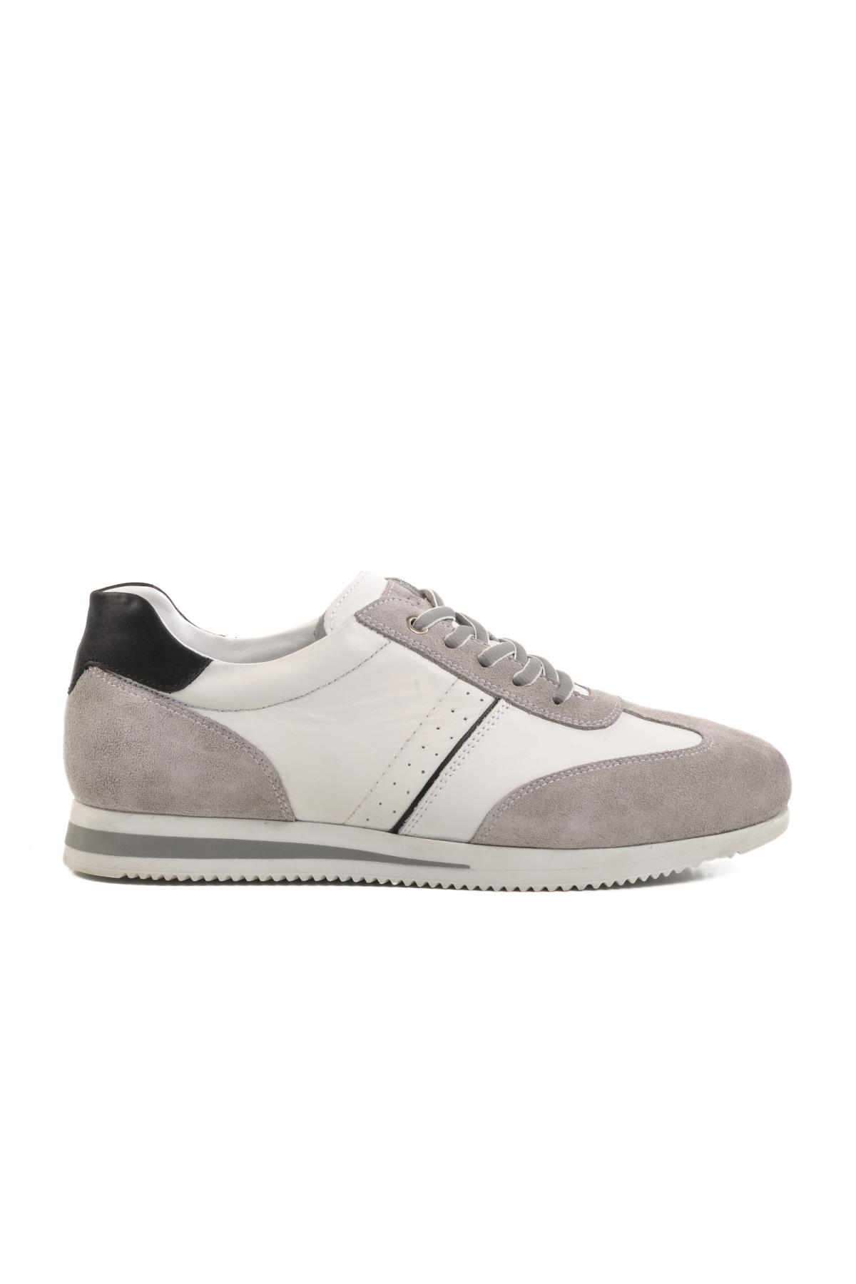 5Y1543-7811 M Gri-Beyaz Hakiki Deri Erkek Günlük Ayakkabı - Görsel 4