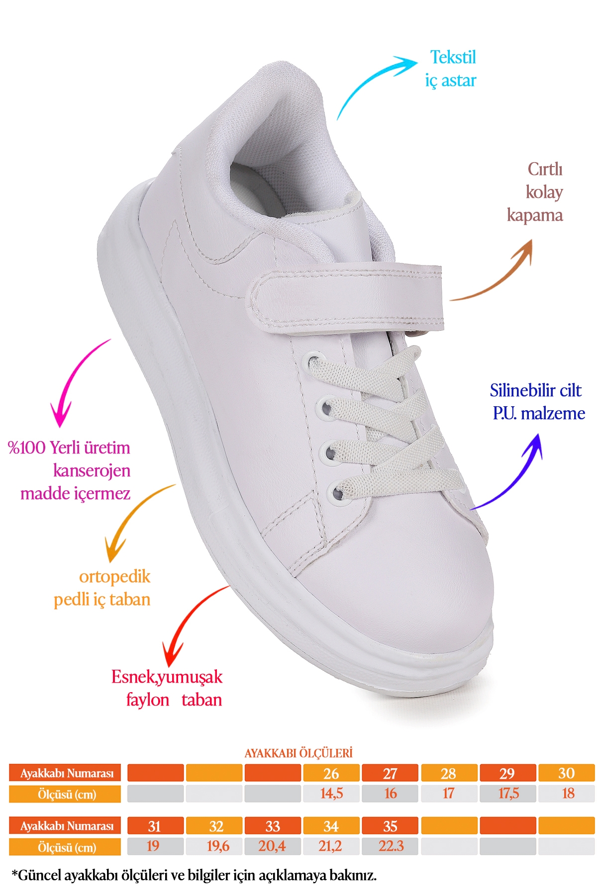 Kiko Kids Kiko Kids Kate Cırtlı Erkek Çocuk Günlük Spor Ayakkabı Beyaz Sneaker | Flo Beyaz - 3. görsel