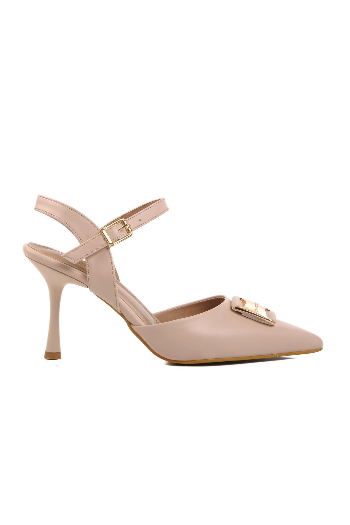 PC-54717 Z Krem Kadın Abiye Ayakkabı - Görsel 4