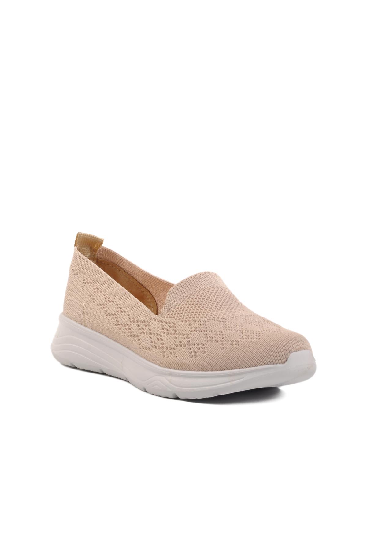 2410 Z Krem-Beyaz Triko Hafif Esnek Kadın Günlük Ayakkabı - Görsel 2