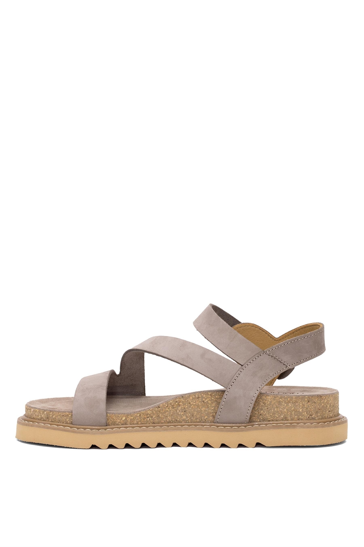 D25YS-5240 Kadın Hakiki Deri Düz Sandalet Vizon - Görsel 4