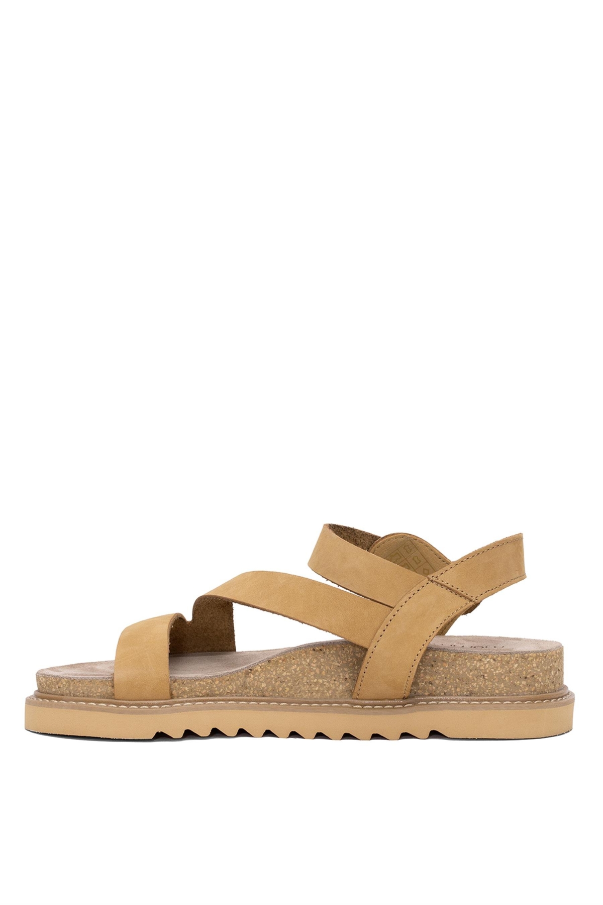 D25YS-5240 Kadın Hakiki Deri Düz Sandalet Camel - Görsel 4