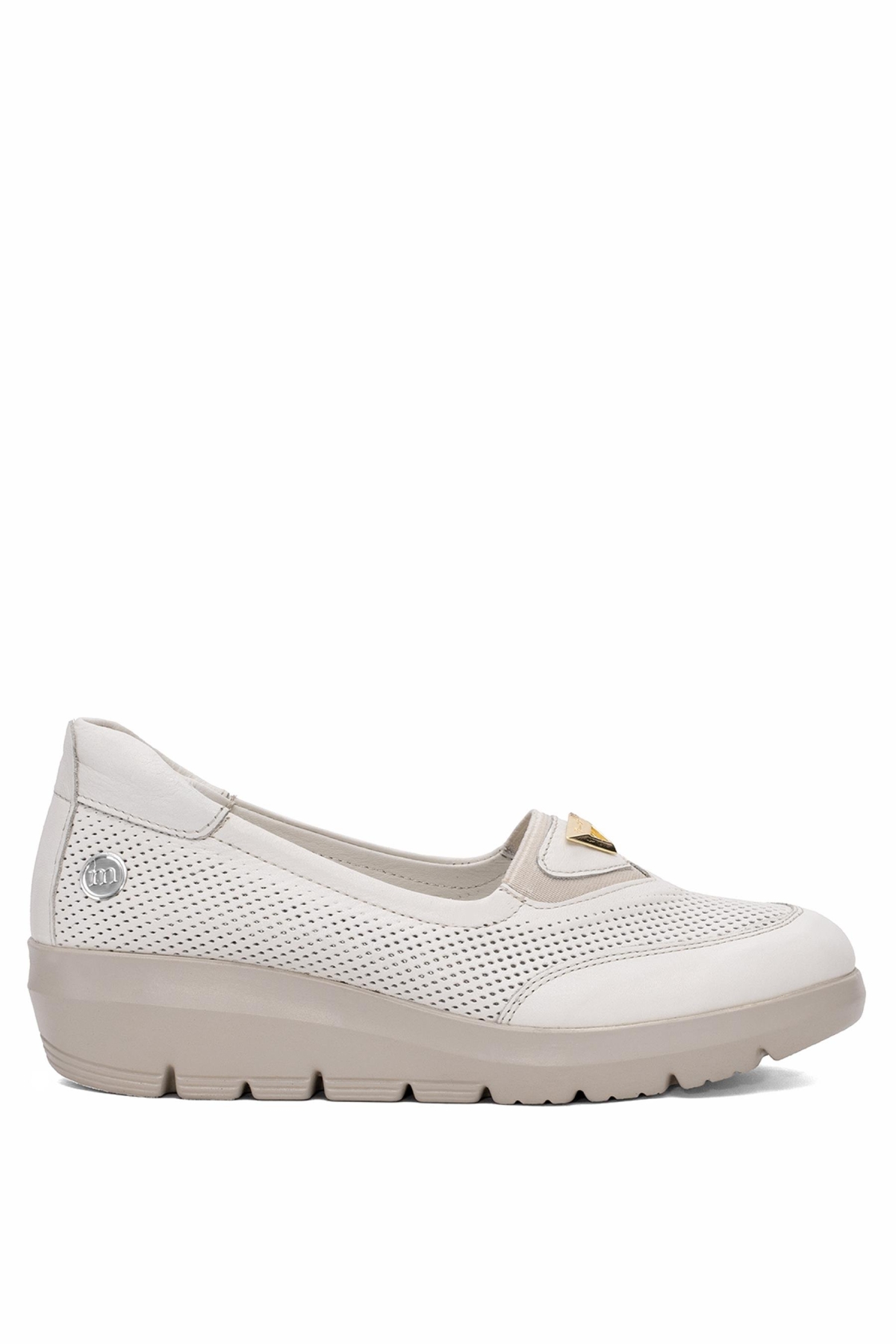 D25YA-7450 Kadın Hakiki Deri Casual Ayakkabı Krem - Görsel 2