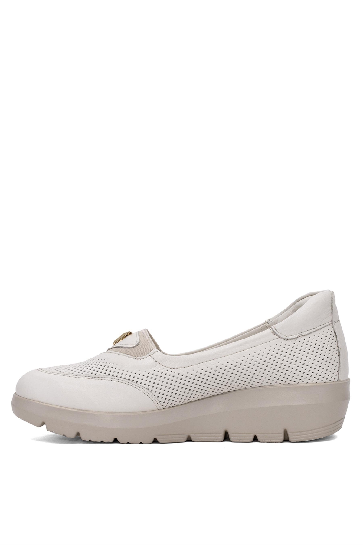 D25YA-7450 Kadın Hakiki Deri Casual Ayakkabı Krem - Görsel 4