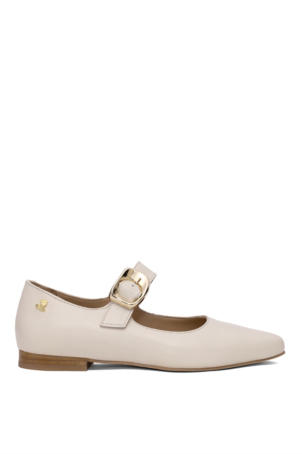 2511501Y Kadın Hakiki Deri Tokalı Casual Ayakkabı Bej - Görsel 2