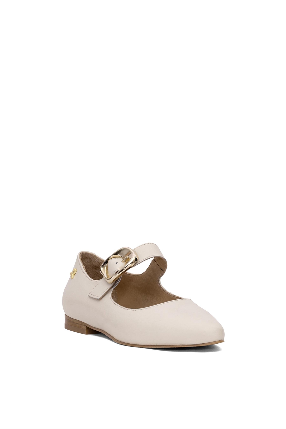 2511501Y Kadın Hakiki Deri Tokalı Casual Ayakkabı Bej - Görsel 3