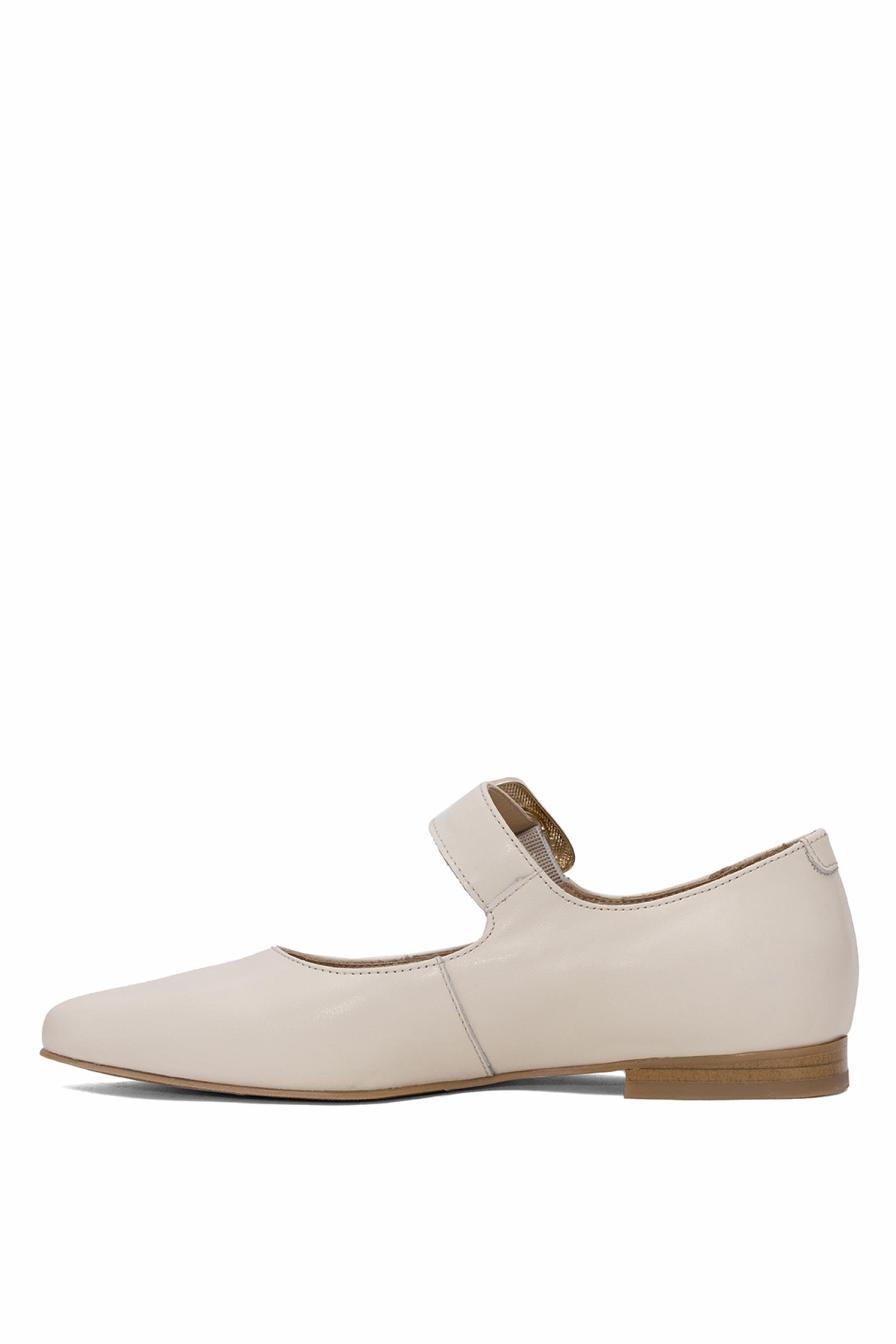 2511501Y Kadın Hakiki Deri Tokalı Casual Ayakkabı Bej - Görsel 4
