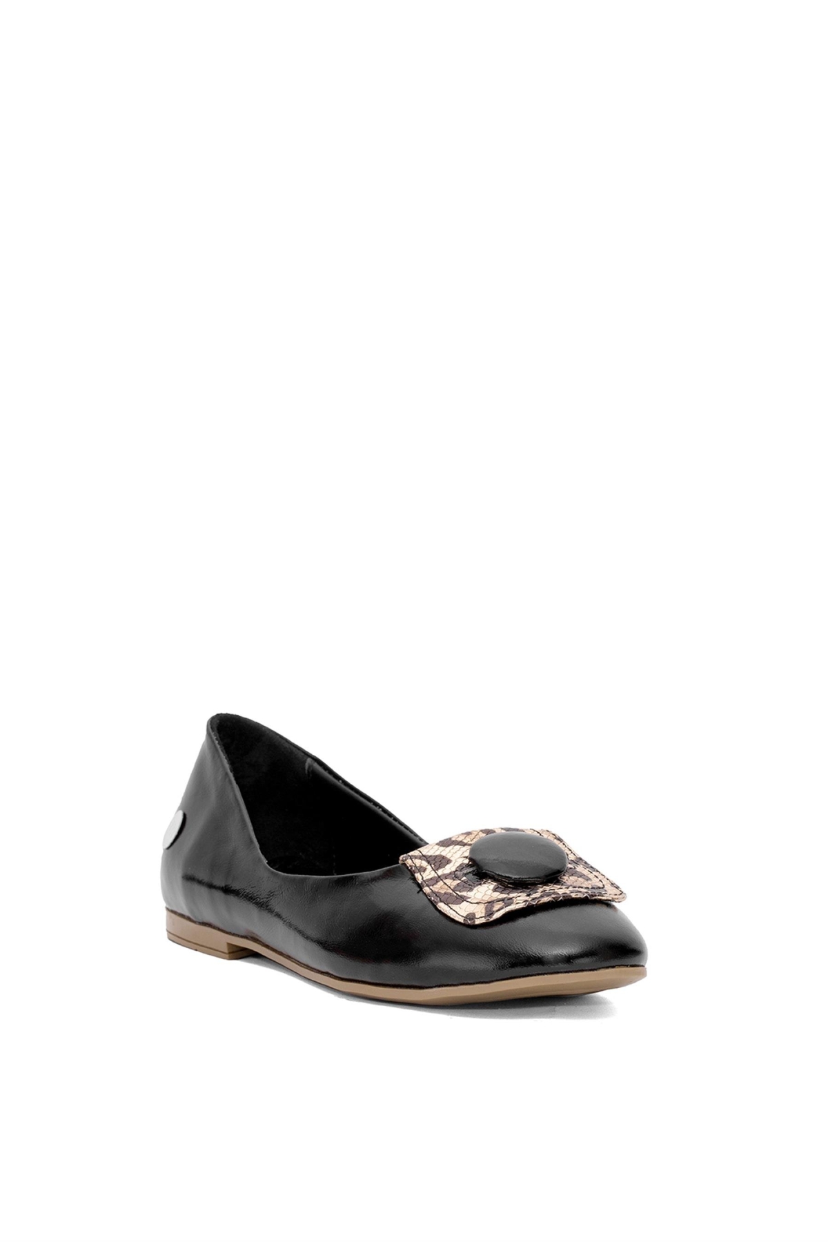 D25YA-7225 Kadın Hakiki Deri Babet Siyah - Görsel 3