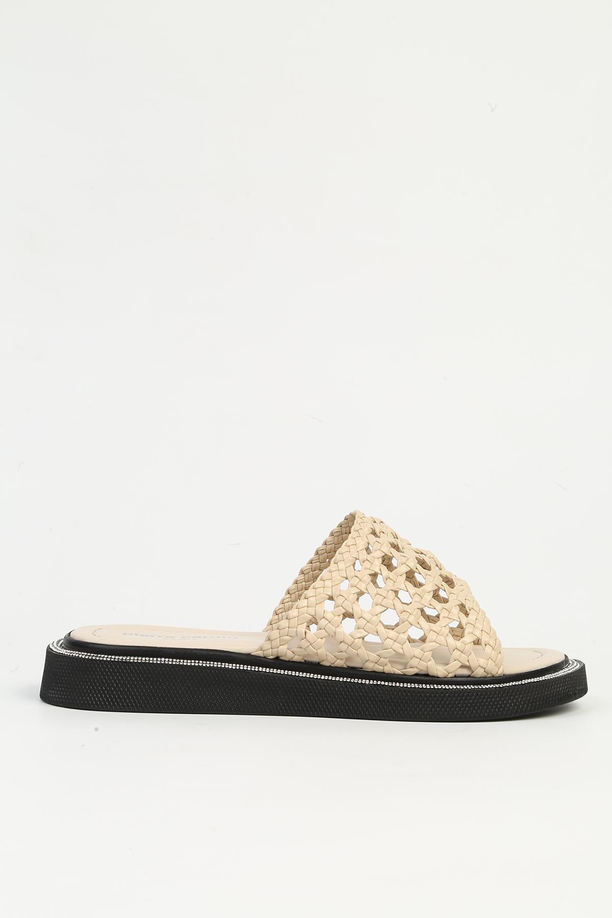 Krem Örgü Kadın Terlik PC-7507 - Görsel 2