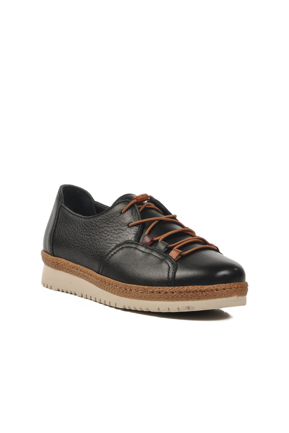 Siyah Hakiki Deri Anatomik Kadın Casual Ayakkabı Z132 Z - Görsel 4