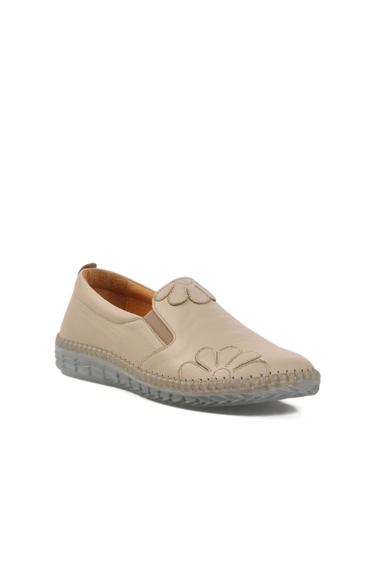 Bej Hakiki Deri Kadın Casual Ayakkabı 04035 Z - Görsel 4