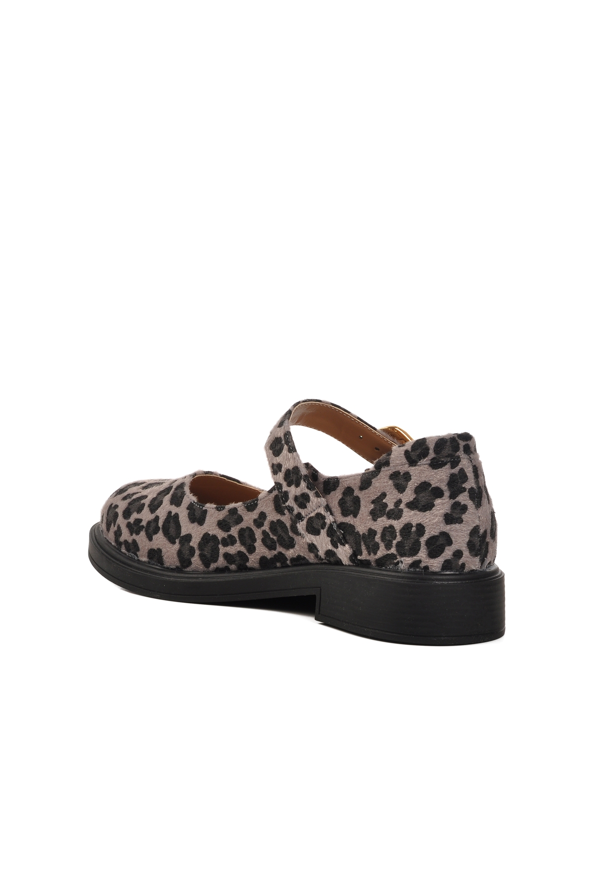 Gri Leopar Desenli Kemerli Kadın Babet 572407 Z - Görsel 5