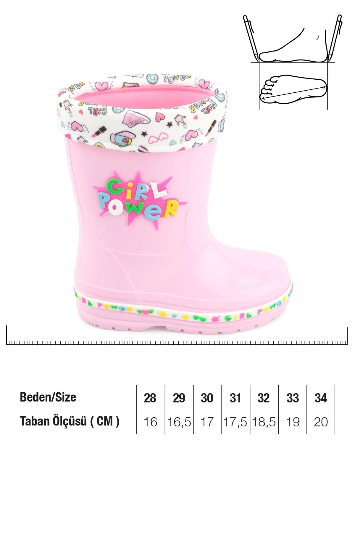 00678 Kız Çocuk Termal Astarlı Su Yağmur Geçirmez Çizme - Görsel 3