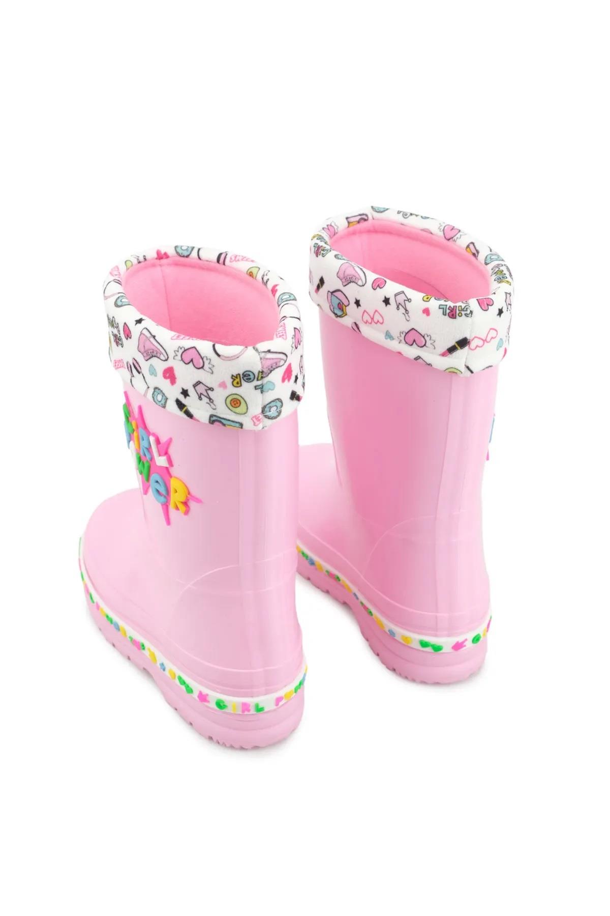 00678 Kız Çocuk Termal Astarlı Su Yağmur Geçirmez Çizme - Görsel 5