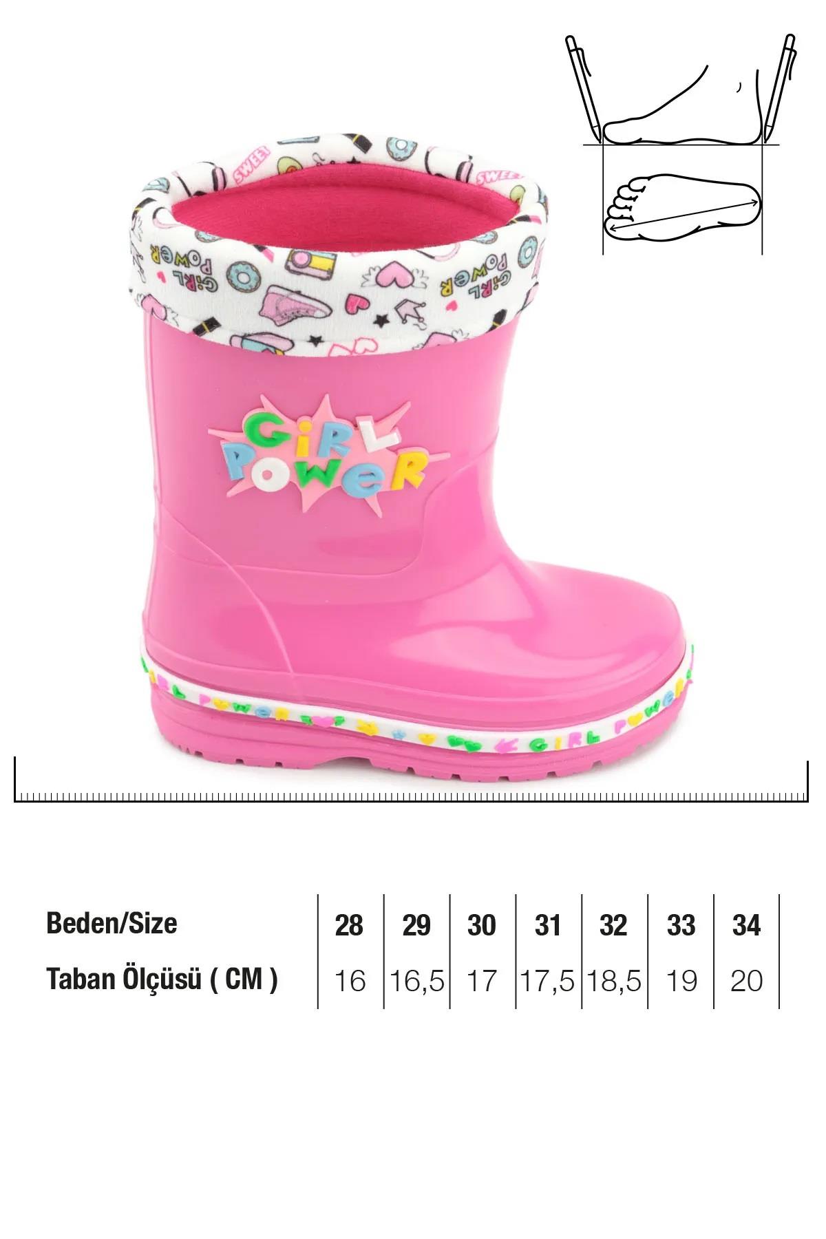 00678 Kız Çocuk Termal Astarlı Su Yağmur Geçirmez Çizme - Görsel 3