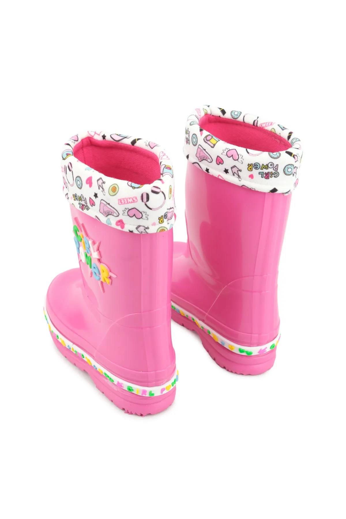 00678 Kız Çocuk Termal Astarlı Su Yağmur Geçirmez Çizme - Görsel 5