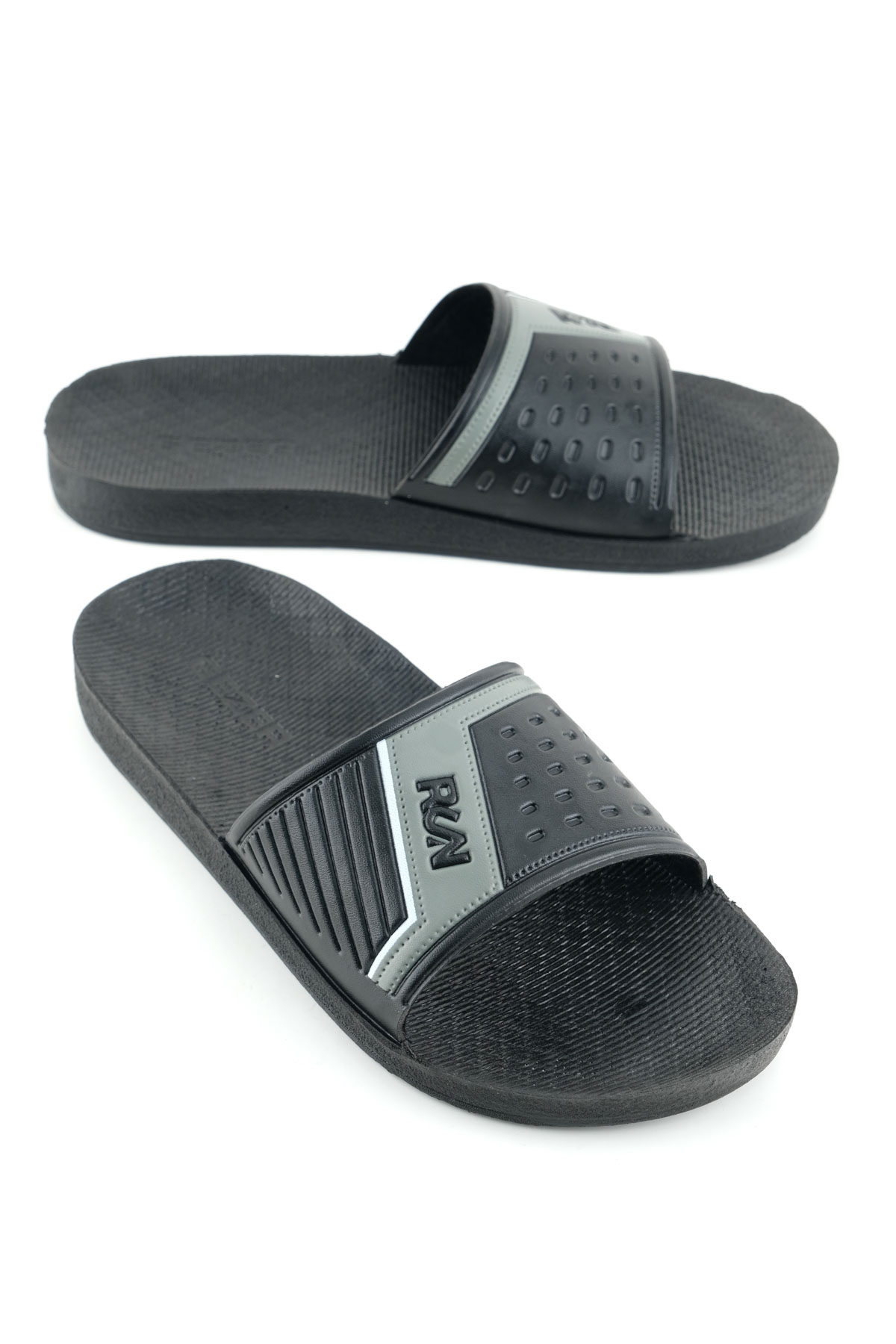 Gezer Gezer Siyah Erkek Yazlık PU Taban Suni Deri Islak Zemine Uygun Ev Bahçe Havuz Plaj Terlik Sandalet & Terlik | Flo Siyah - 2. görsel