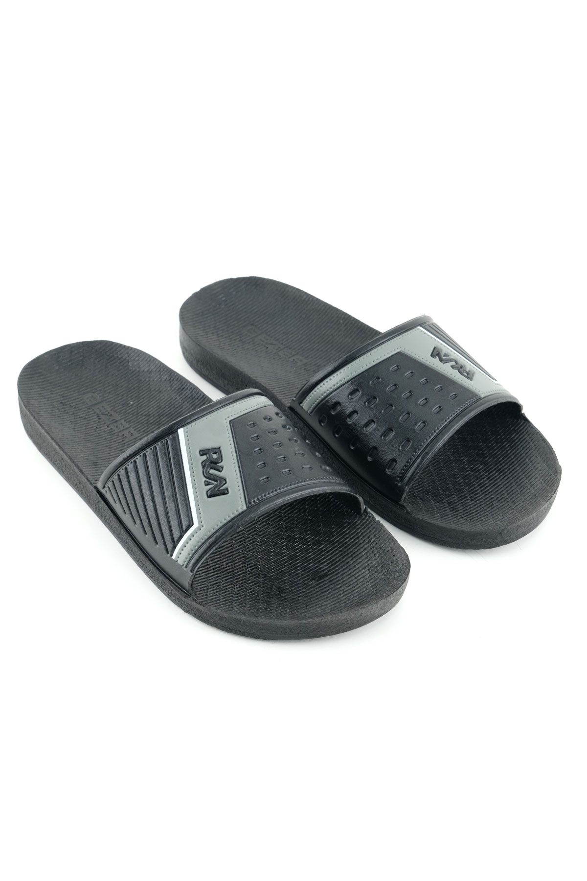 Gezer Gezer Siyah Erkek Yazlık PU Taban Suni Deri Islak Zemine Uygun Ev Bahçe Havuz Plaj Terlik Sandalet & Terlik | Flo Siyah - 4. görsel