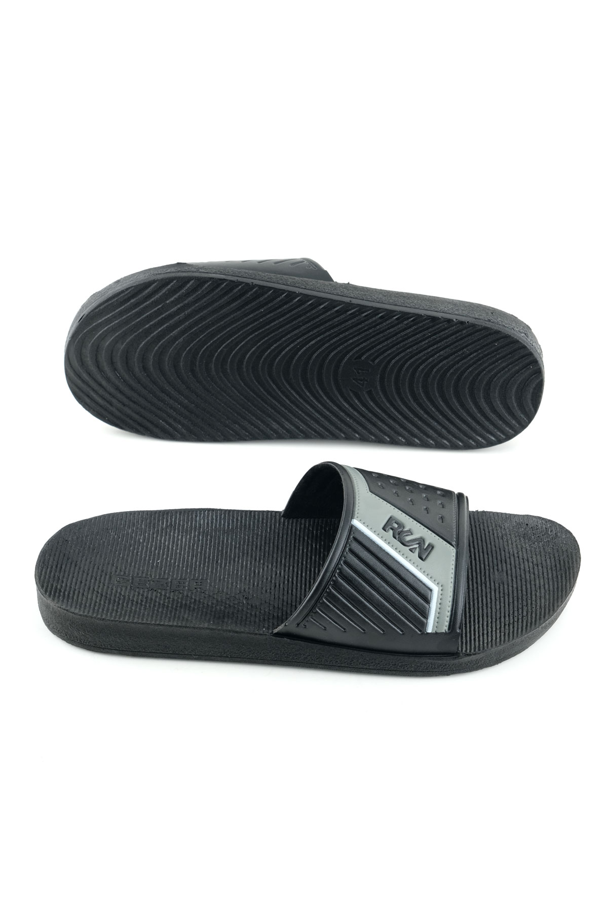 Gezer Gezer Siyah Erkek Yazlık PU Taban Suni Deri Islak Zemine Uygun Ev Bahçe Havuz Plaj Terlik Sandalet & Terlik | Flo Siyah - 6. görsel