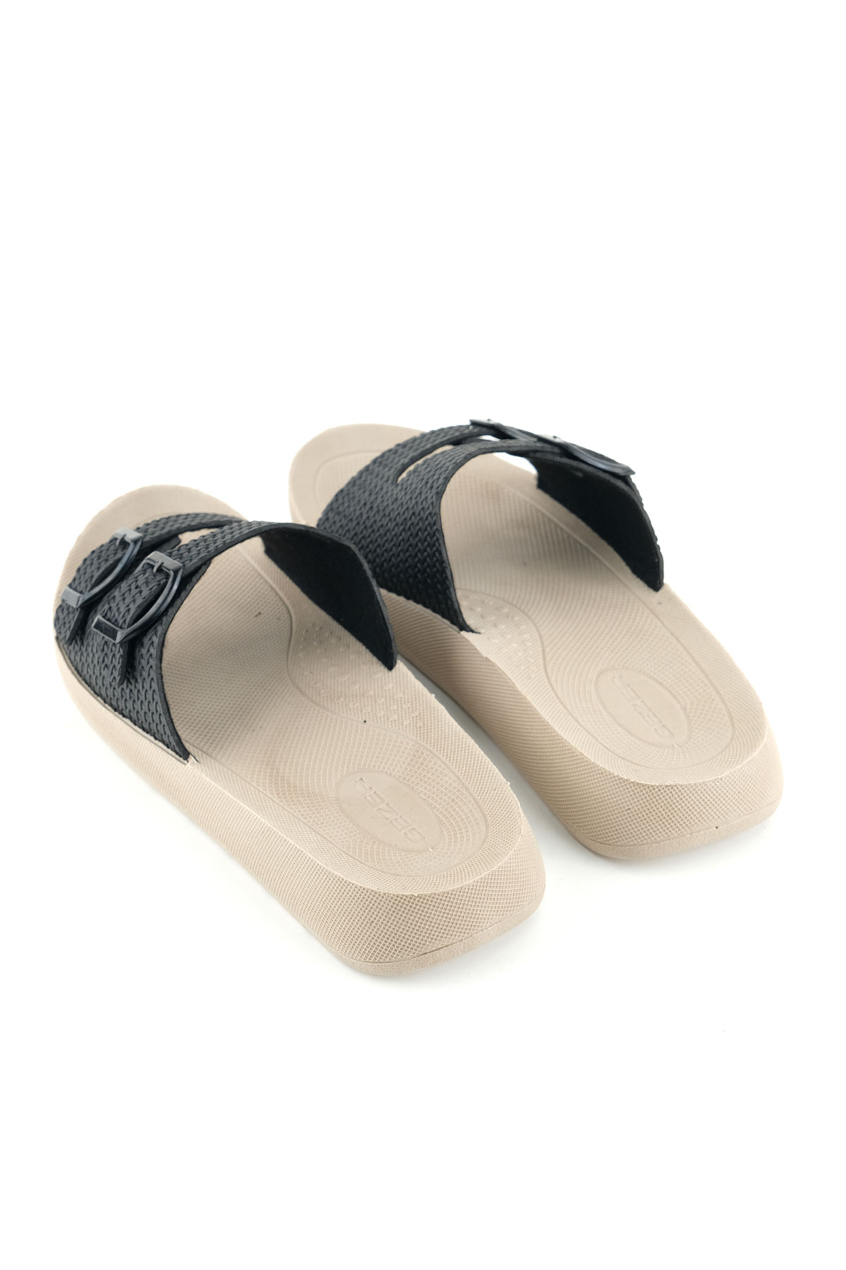 Gezer Gezer Siyah Kadın Yazlık PU Rahat Taban Suni Deri İki Toka Ayarlanabilir Günlük Terlik Sandalet & Terlik | Flo Siyah - 5. görsel