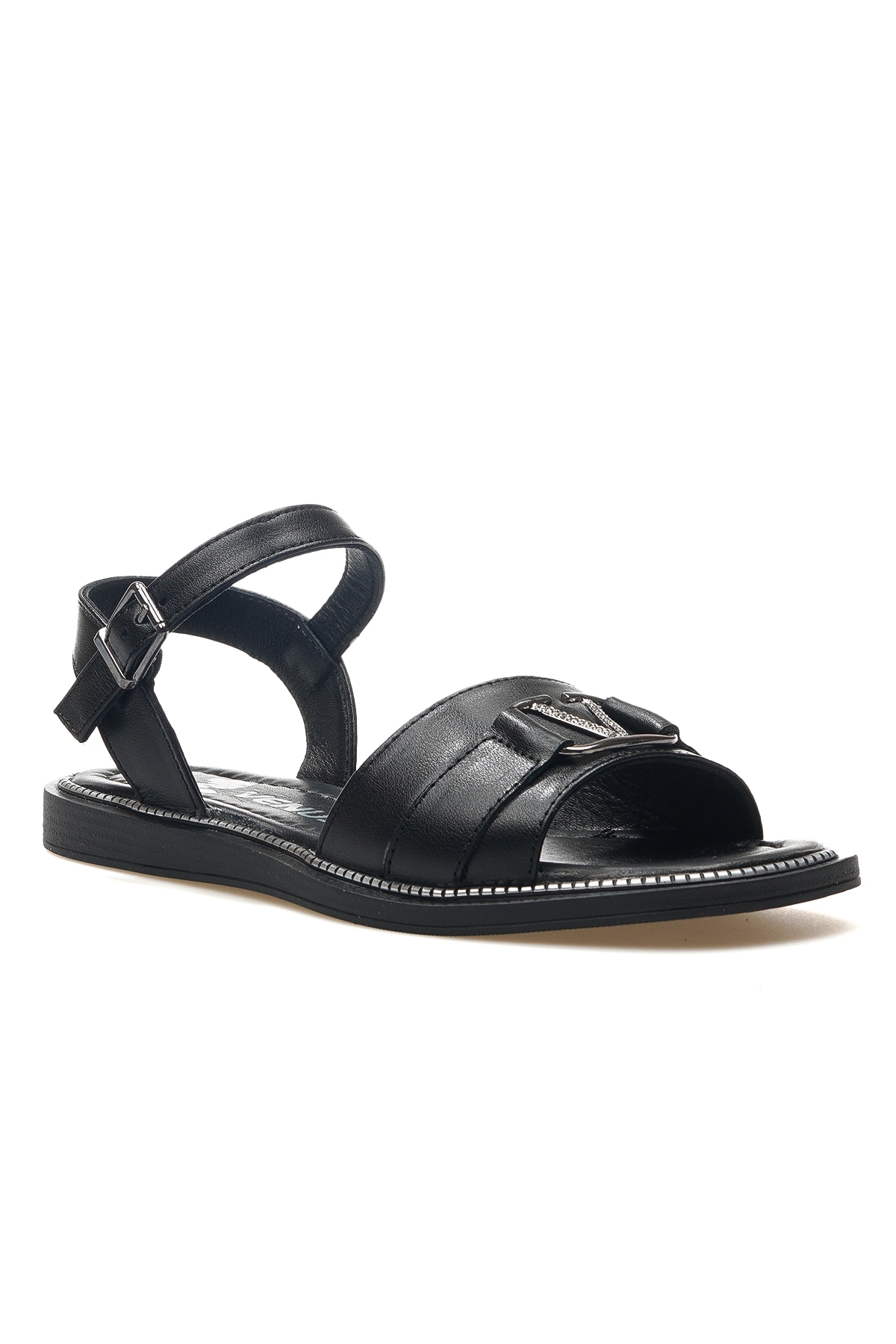 Kadın Hakiki Deri Toka Detaylı Günlük Sandalet 25y 2512203y Z Siyah - Görsel 5