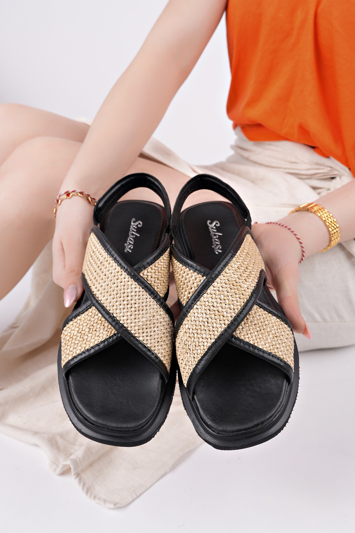 ELİSHA Lastikli Kadın Günlük Hasır Sandalet - Görsel 6