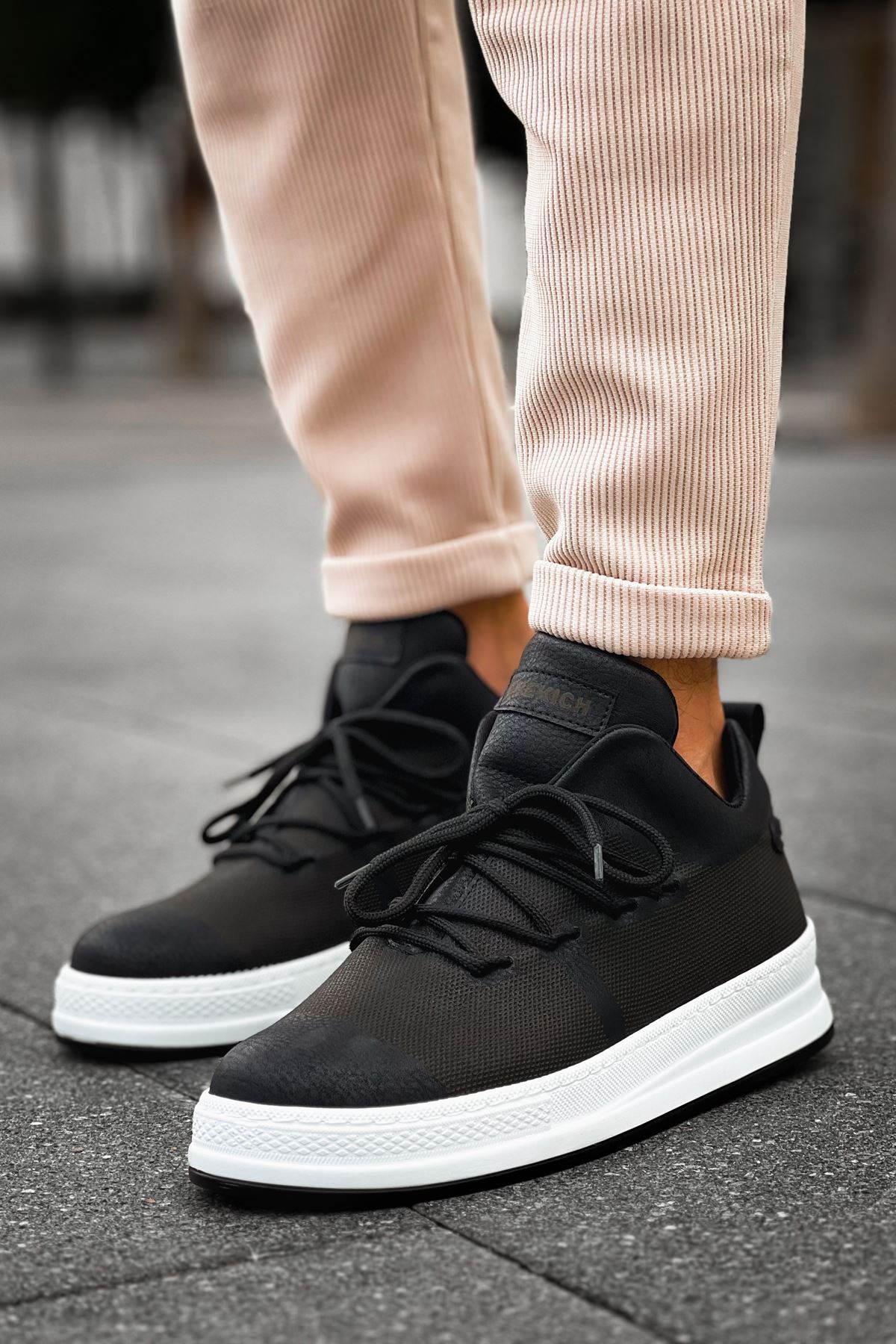 Bağcıklı Lazer Baskılı Erkek Günlük Ayakkabı Siyah - Görsel 2