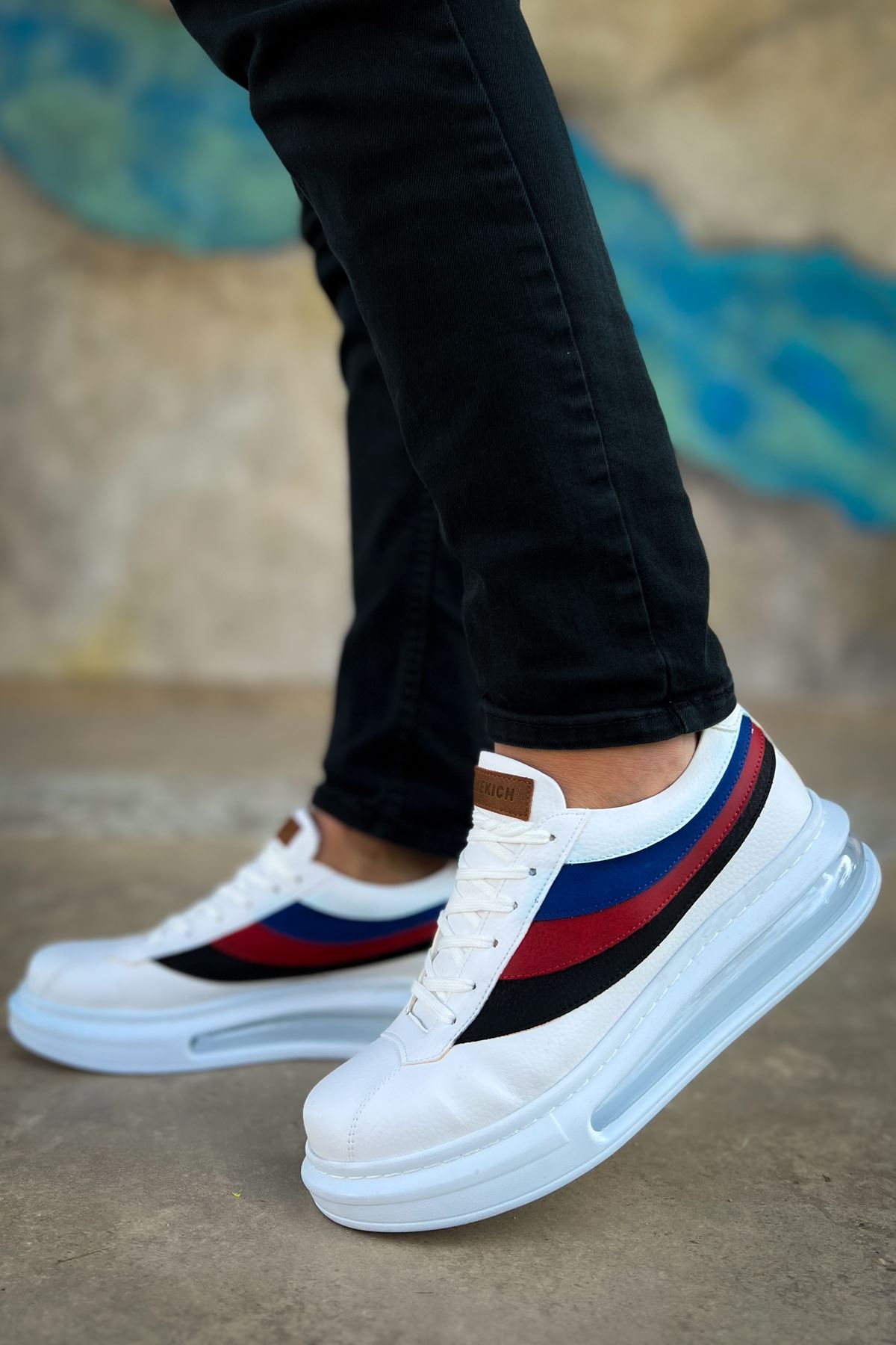 Bağcıklı Balon Taban Erkek Günlük Ayakkabı Beyaz - Görsel 3