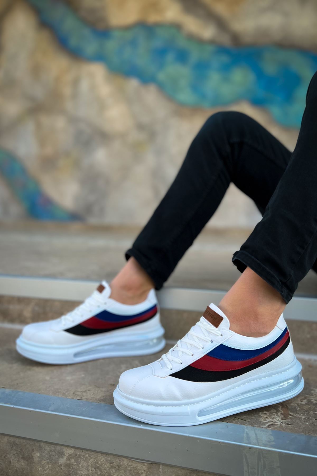 Bağcıklı Balon Taban Erkek Günlük Ayakkabı Beyaz - Görsel 4