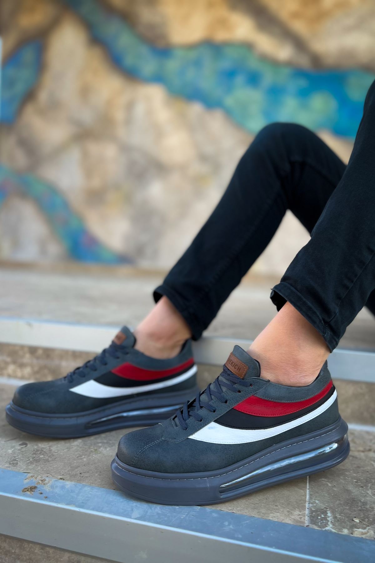 Bağcıklı Balon Taban Erkek Günlük Ayakkabı Antrasit - Görsel 4