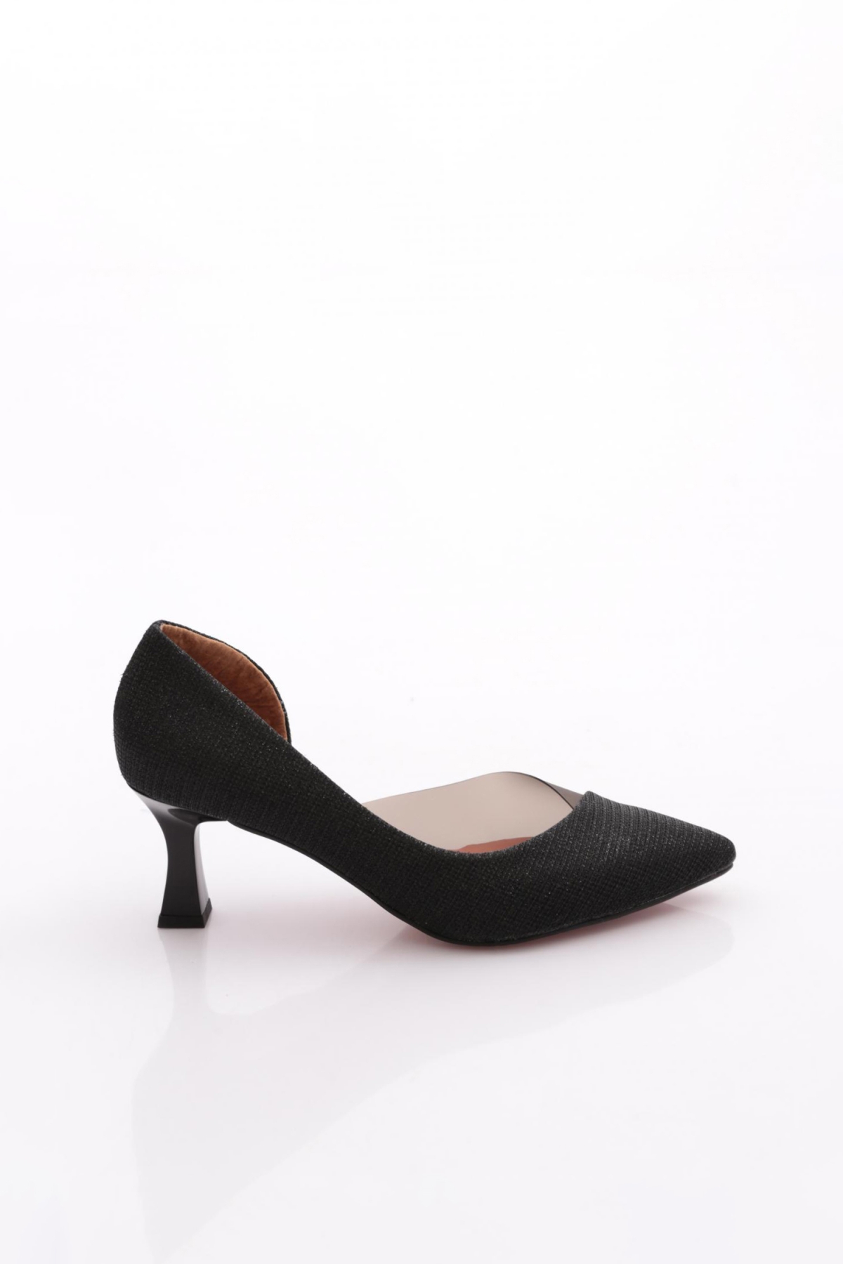 353 Kadin Yani Transparan Sivri Burun Parmak Dekolteli Topuklu Ayakkabi - Görsel 2