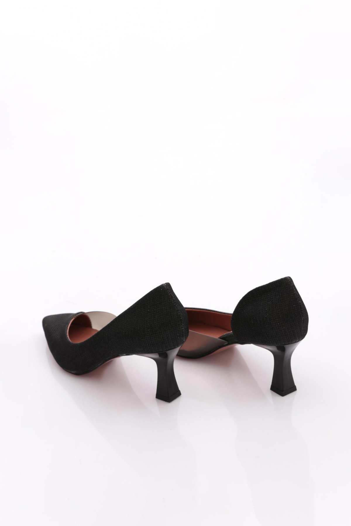 353 Kadin Yani Transparan Sivri Burun Parmak Dekolteli Topuklu Ayakkabi - Görsel 4