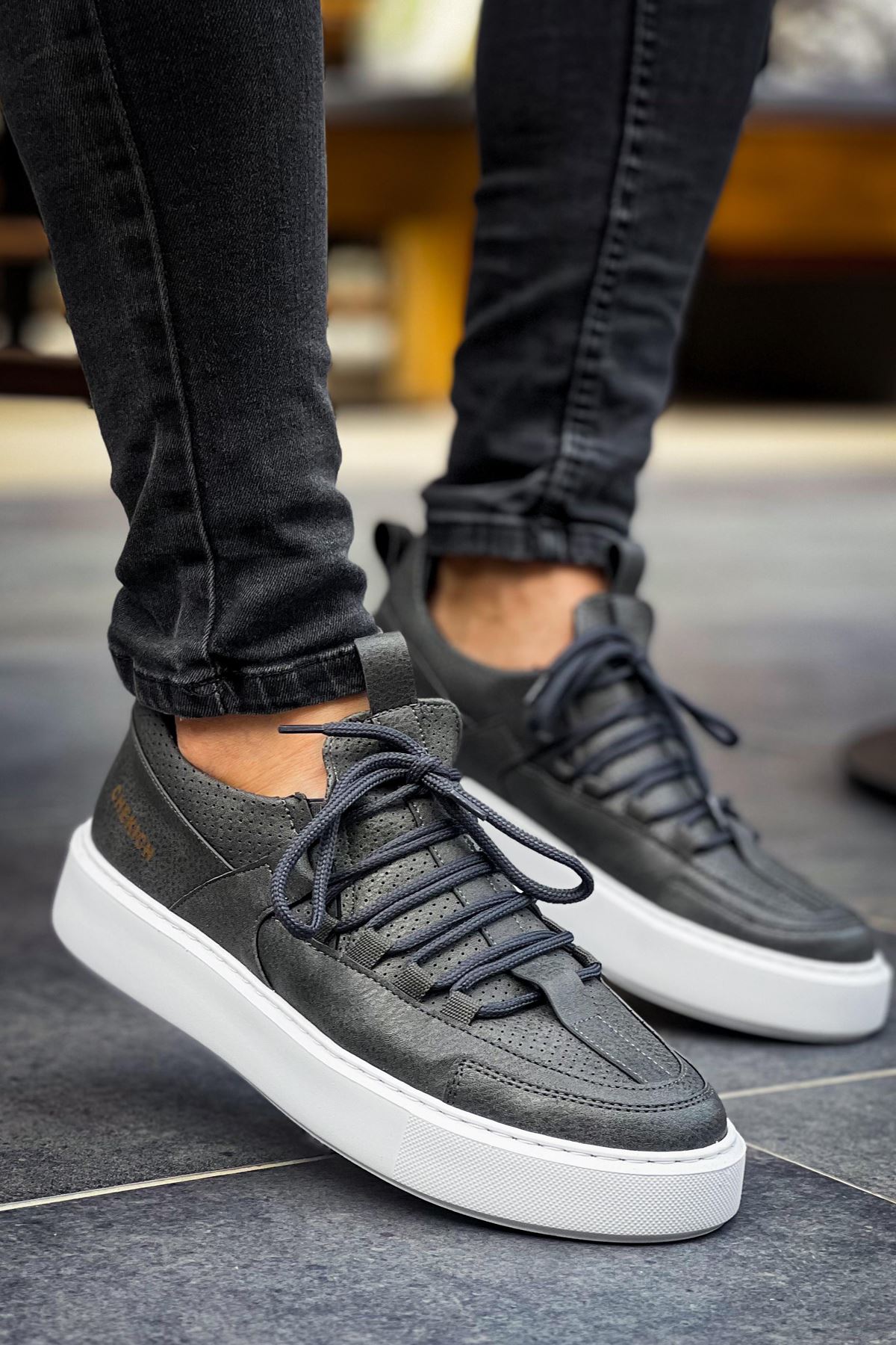 Bağcık Detaylı Erkek Günlük Ayakkabı Antrasit - Görsel 2