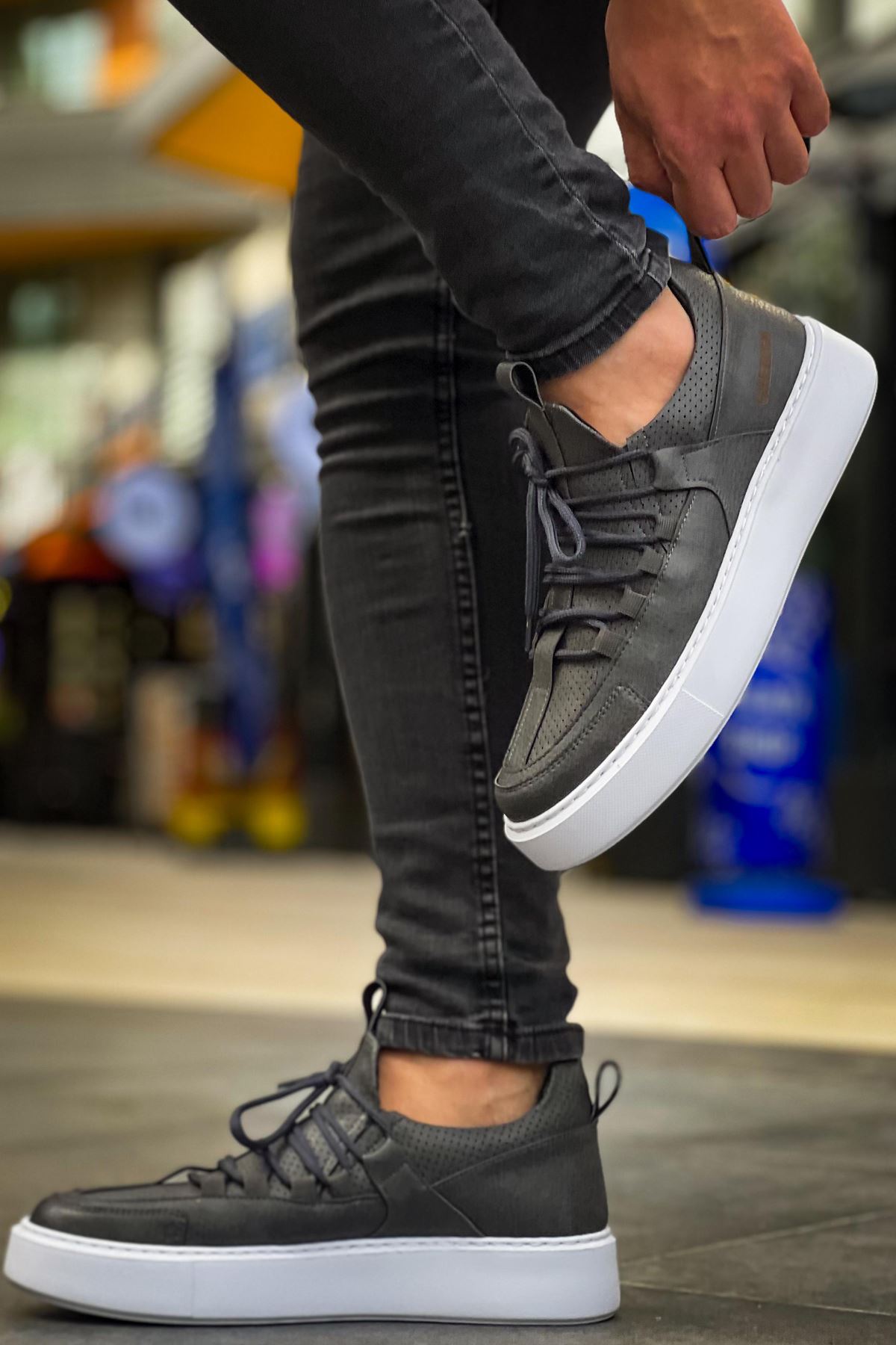 Bağcık Detaylı Erkek Günlük Ayakkabı Antrasit - Görsel 4