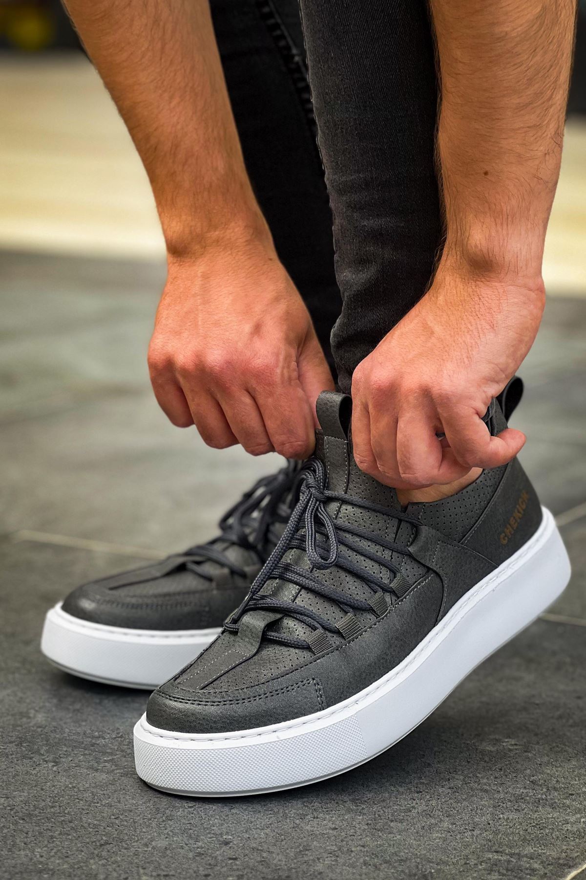 Bağcık Detaylı Erkek Günlük Ayakkabı Antrasit - Görsel 5