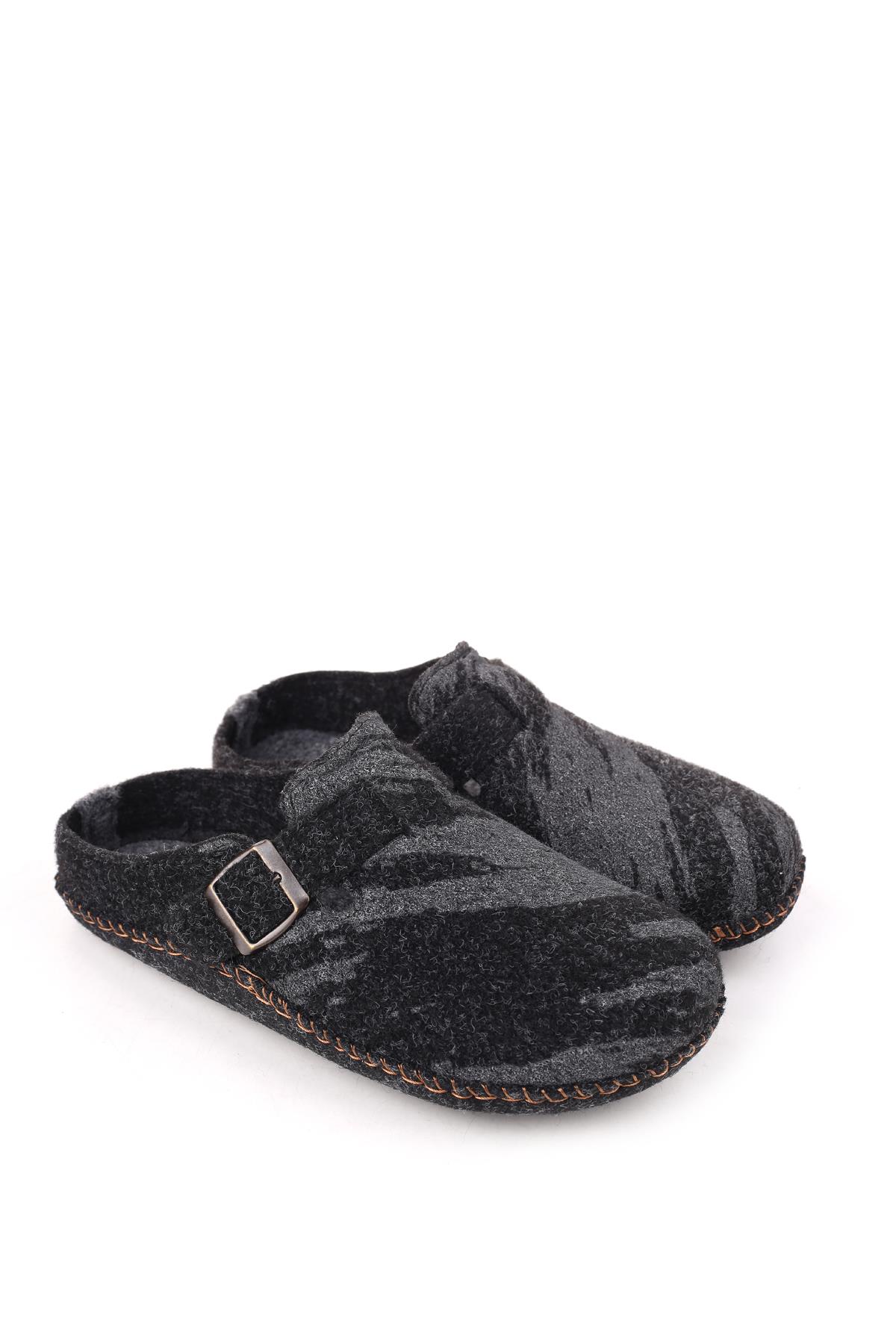 Gezer Gezer Siyah 15405 Erkek Keçe Sessiz Kaymaz Hafif Taban Ev Misafir Terliği Sandalet & Terlik | Flo Siyah - 2. görsel