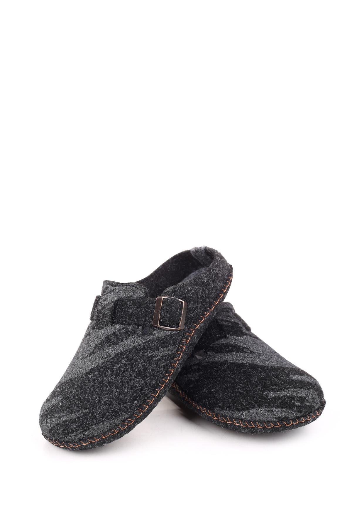 Gezer Gezer Siyah 15405 Erkek Keçe Sessiz Kaymaz Hafif Taban Ev Misafir Terliği Sandalet & Terlik | Flo Siyah - 4. görsel