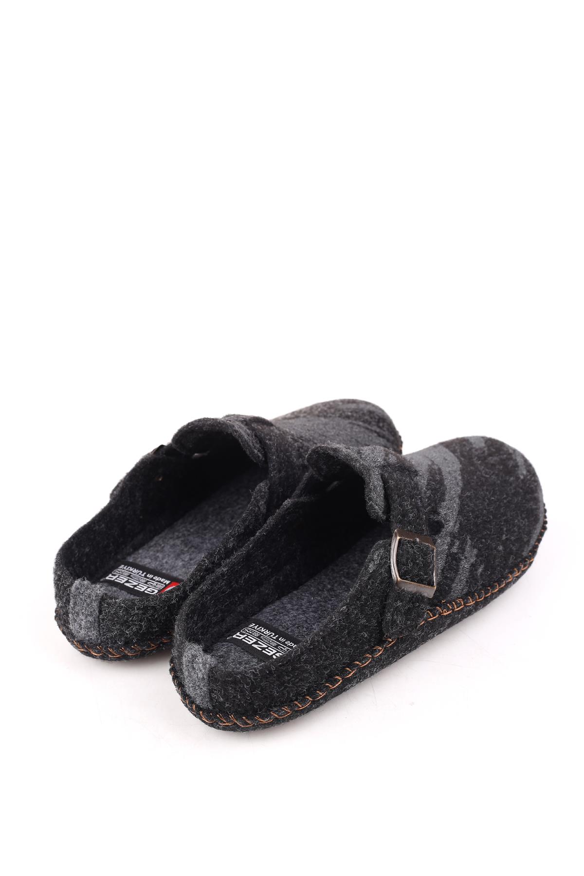 Gezer Gezer Siyah 15405 Erkek Keçe Sessiz Kaymaz Hafif Taban Ev Misafir Terliği Sandalet & Terlik | Flo Siyah - 5. görsel