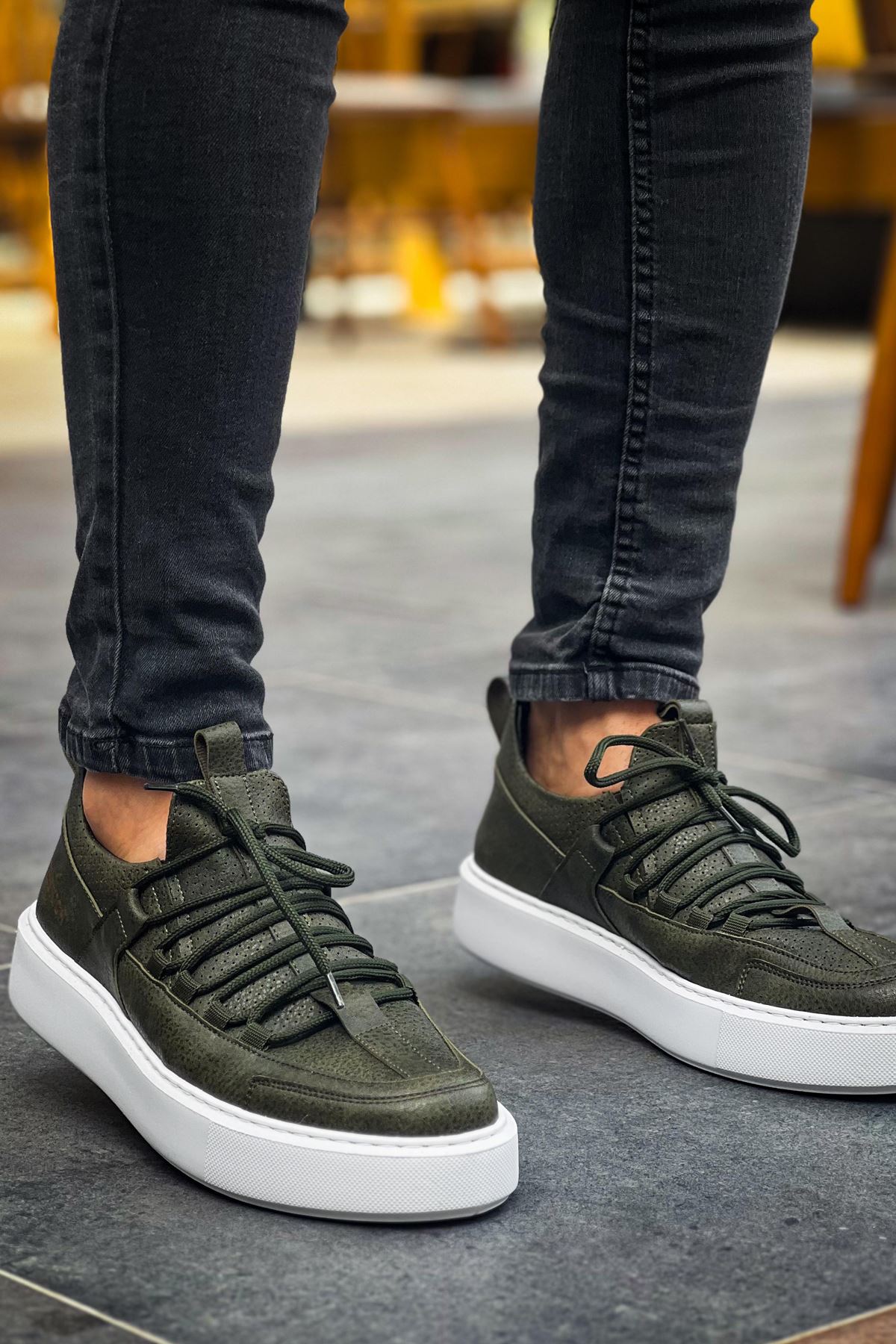 Bağcık Detaylı Erkek Günlük Ayakkabı Haki - Görsel 3