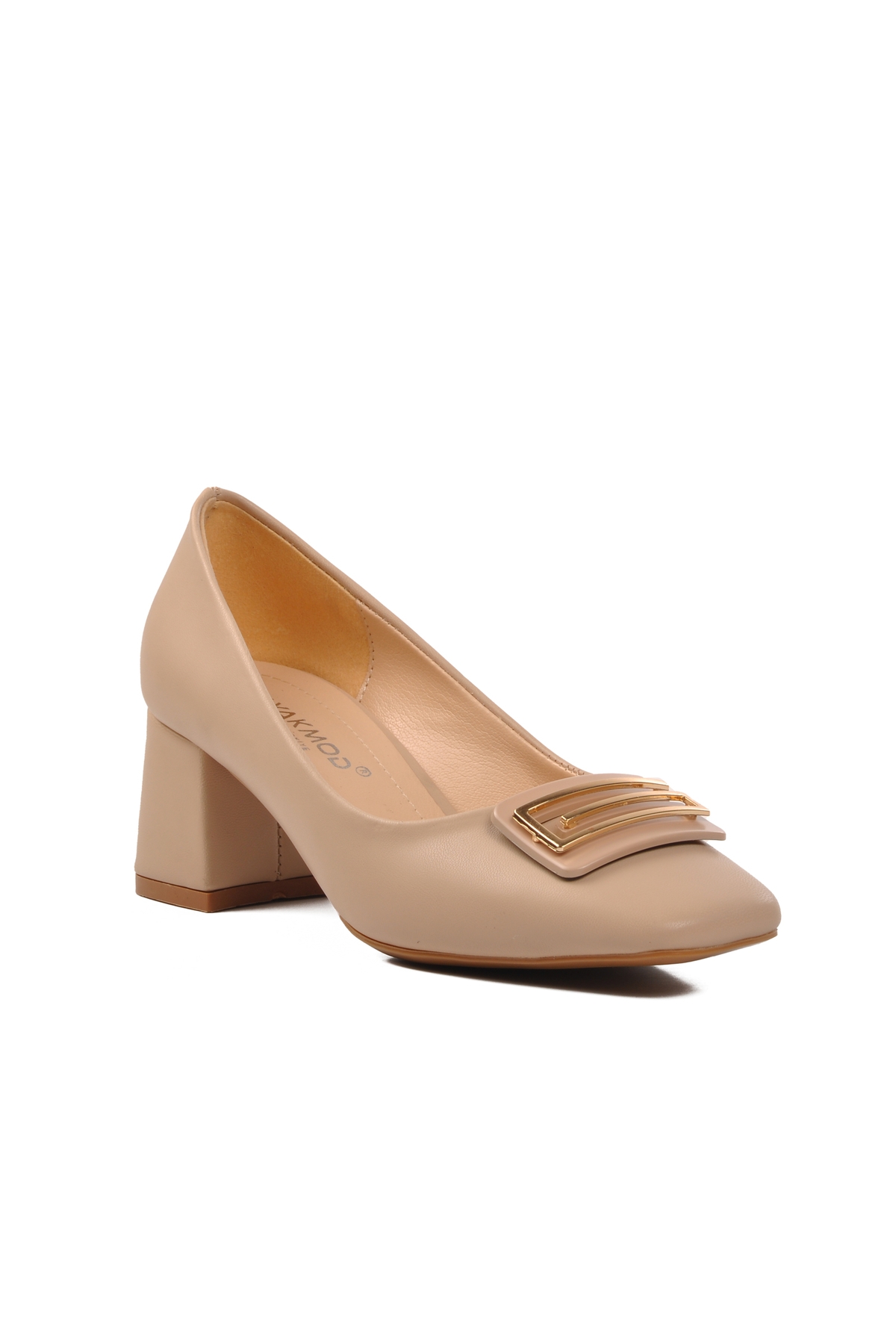 Aspor Bej Cilt Kadın Topuklu Ayakkabı Renkli - Görsel 4