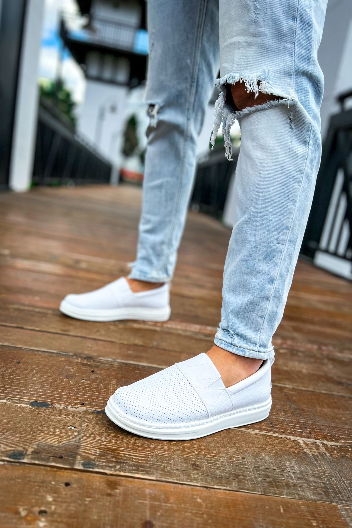 Düz Erkek Günlük Ayakkabı Beyaz - Görsel 3