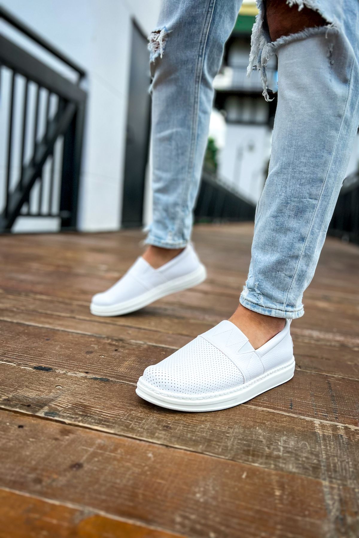 Düz Erkek Günlük Ayakkabı Beyaz - Görsel 6